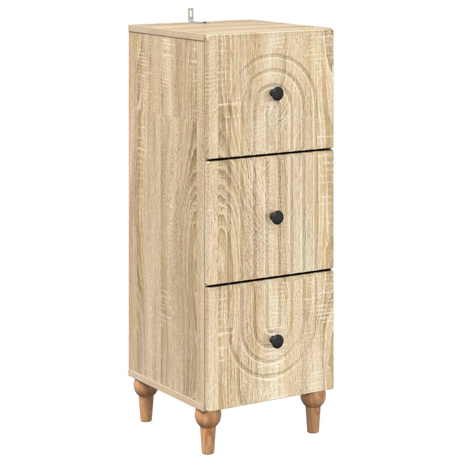 Skuffeskab i sonoma-eg 33 × 34,5 × 90 cm - konstrueret træ, 3 skuffer