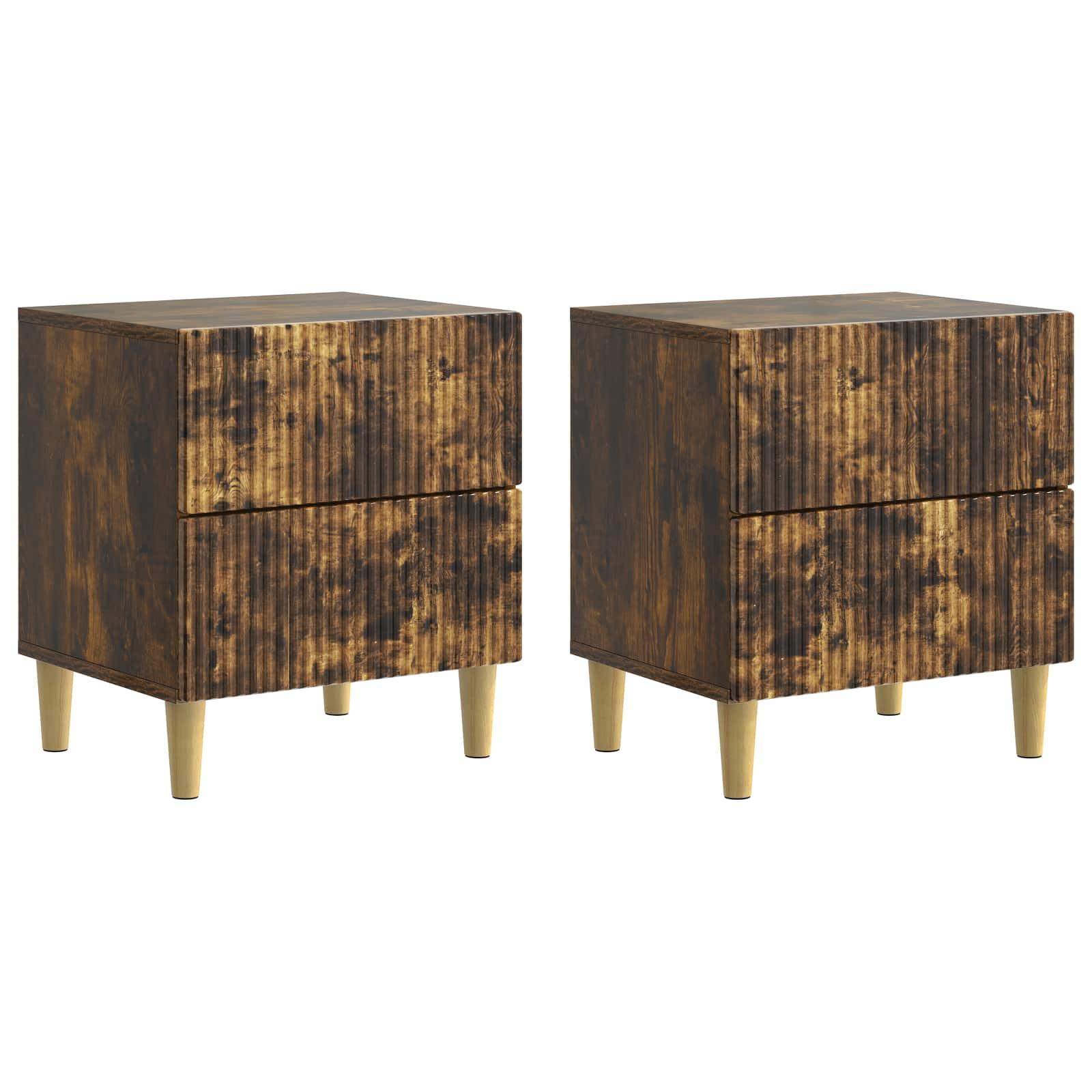 Natskab 2 stk Røget eg 43 x 34,5 x 48 cm Konstrueret træ billede