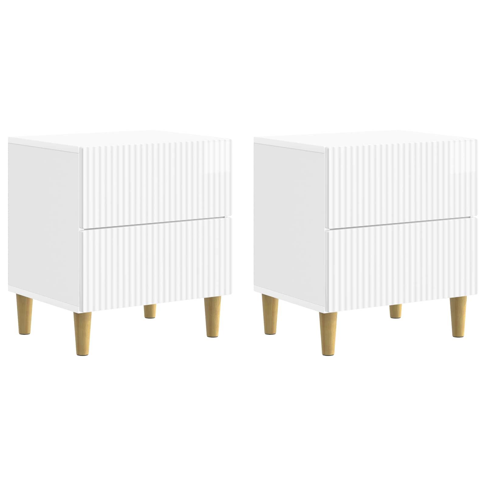 Natskab 2 stk Hvid højglans 43 x 34,5 x 48 cm Konstrueret træ billede