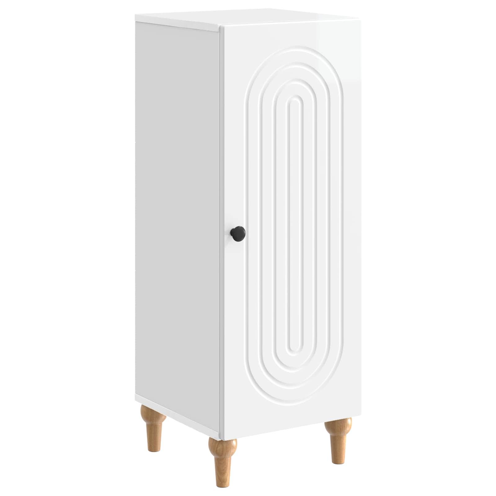 Sidebord Hvid højglans 33 x 34,5 x 90 cm Konstrueret træ billede