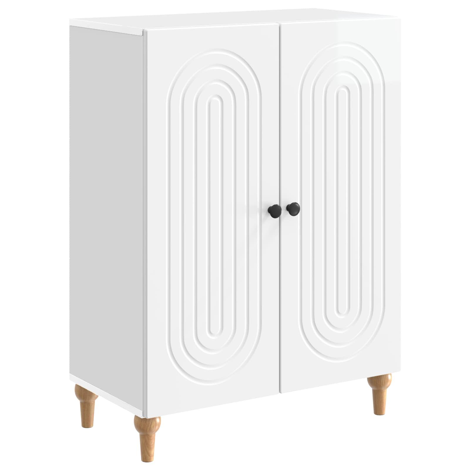 Sidebord Hvid højglans 66 x 34,5 x 90 cm Konstrueret træ billede
