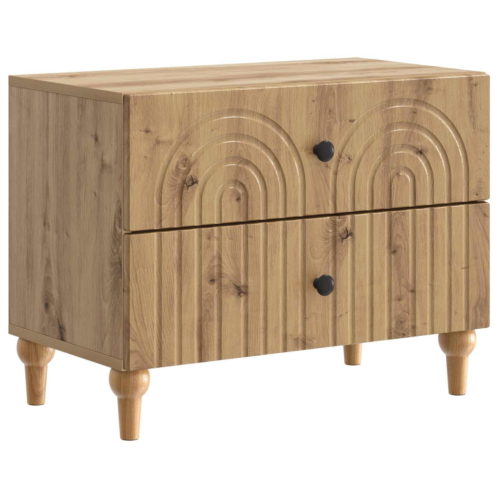 Natskab med skuffe Artisan-eg 62 x 34,5 x 48 cm Konstrueret træ billede