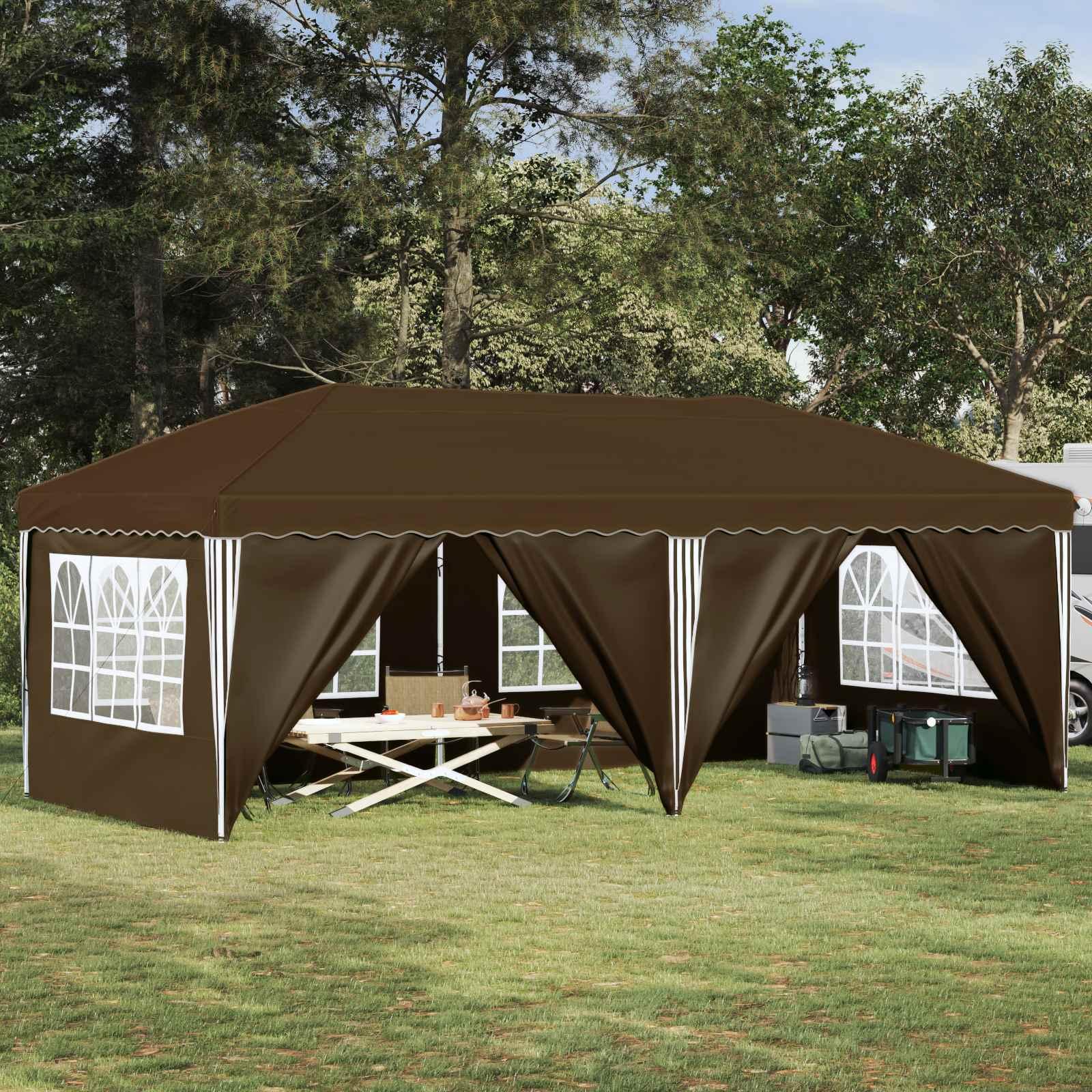 Pop-up Festtelt 575 x 288 x 245 cm Gråbrun billede