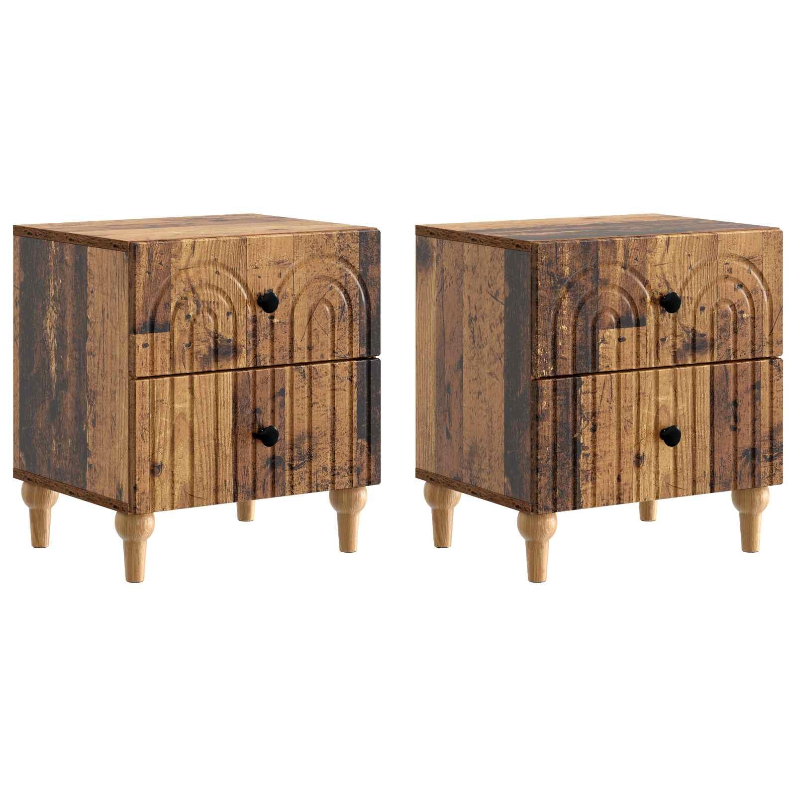 Natskab 2 stk Gammelt træ 43 x 34,5 x 48 cm Konstrueret træ billede