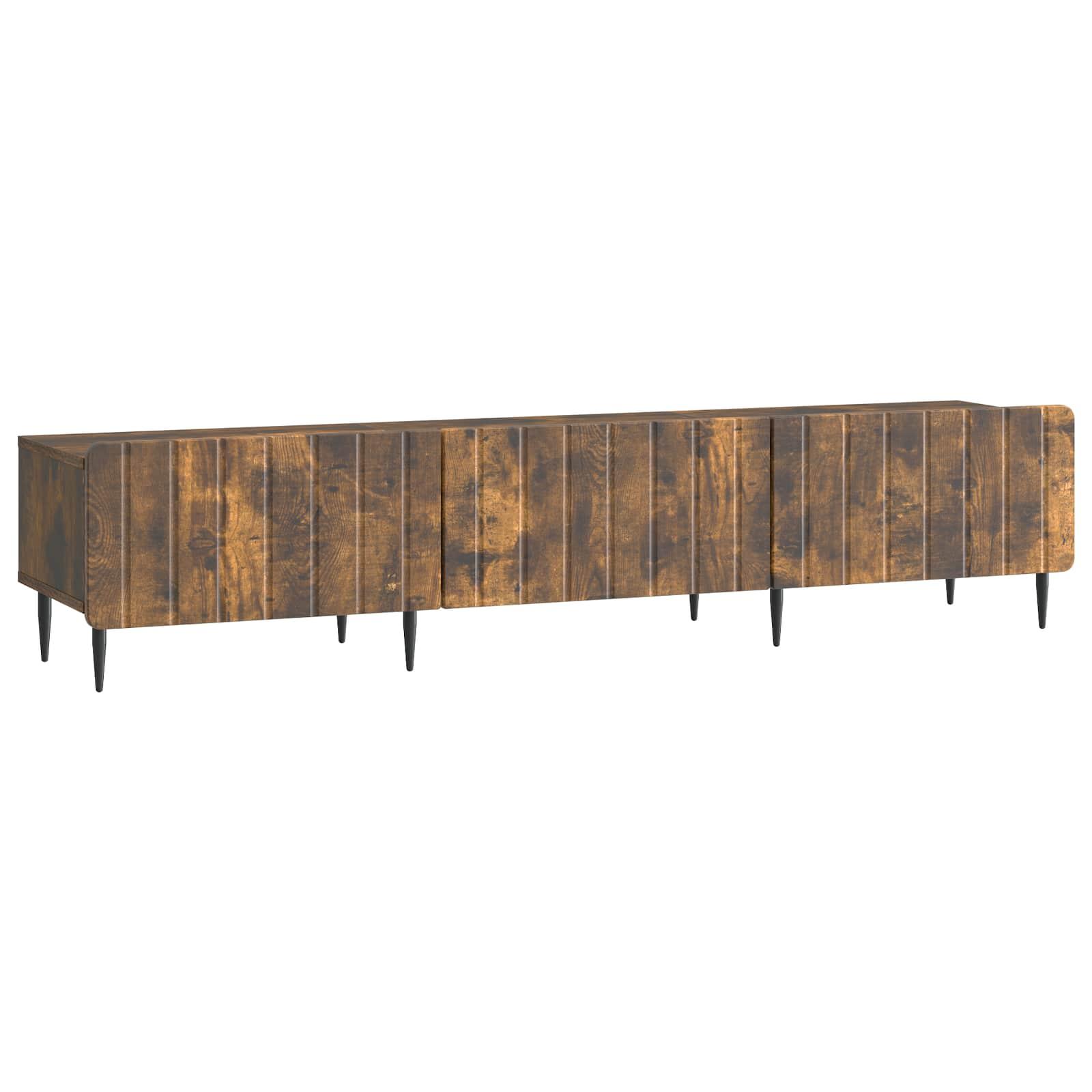 TV-skab med skuffe Røget eg 147 x 34,5 x 32 cm Konstrueret træ billede