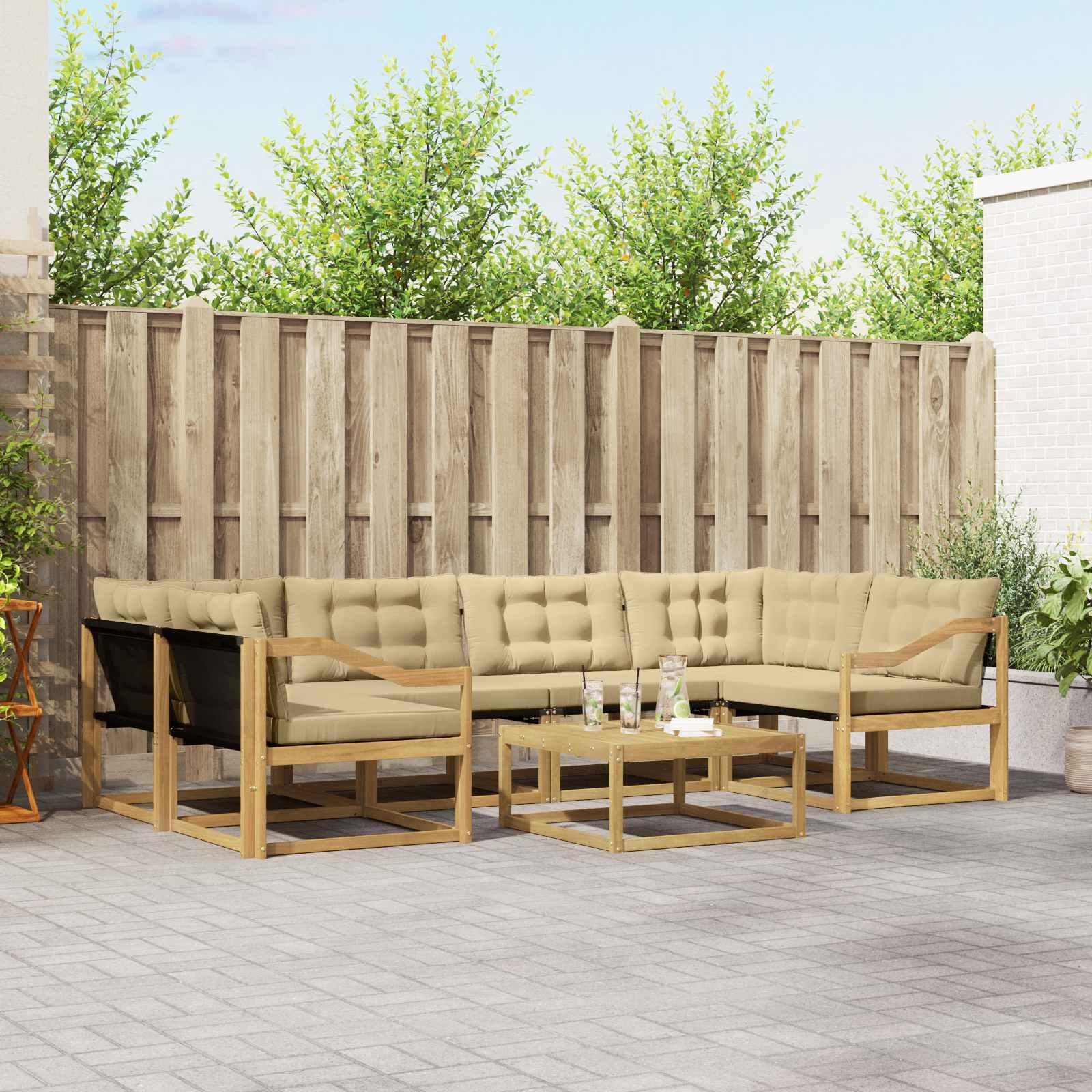 Udendørs sofagruppe 7 stk Hvid og Beige 79 x 79 x 37 cm billede