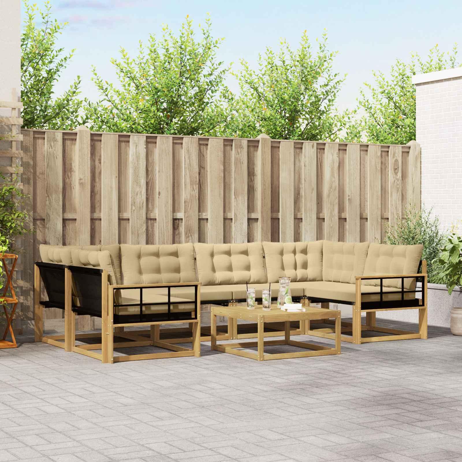 Udendørs sofagruppe 7 stk Hvid og Beige 79 x 79 x 37 cm billede