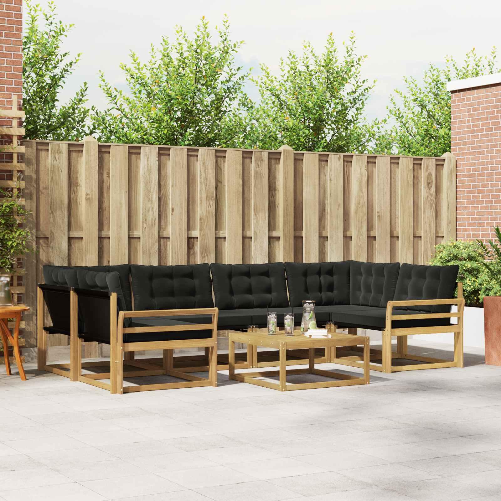 Udendørs sofagruppe 7 stk Hvid og sort 79 x 79 x 37 cm billede