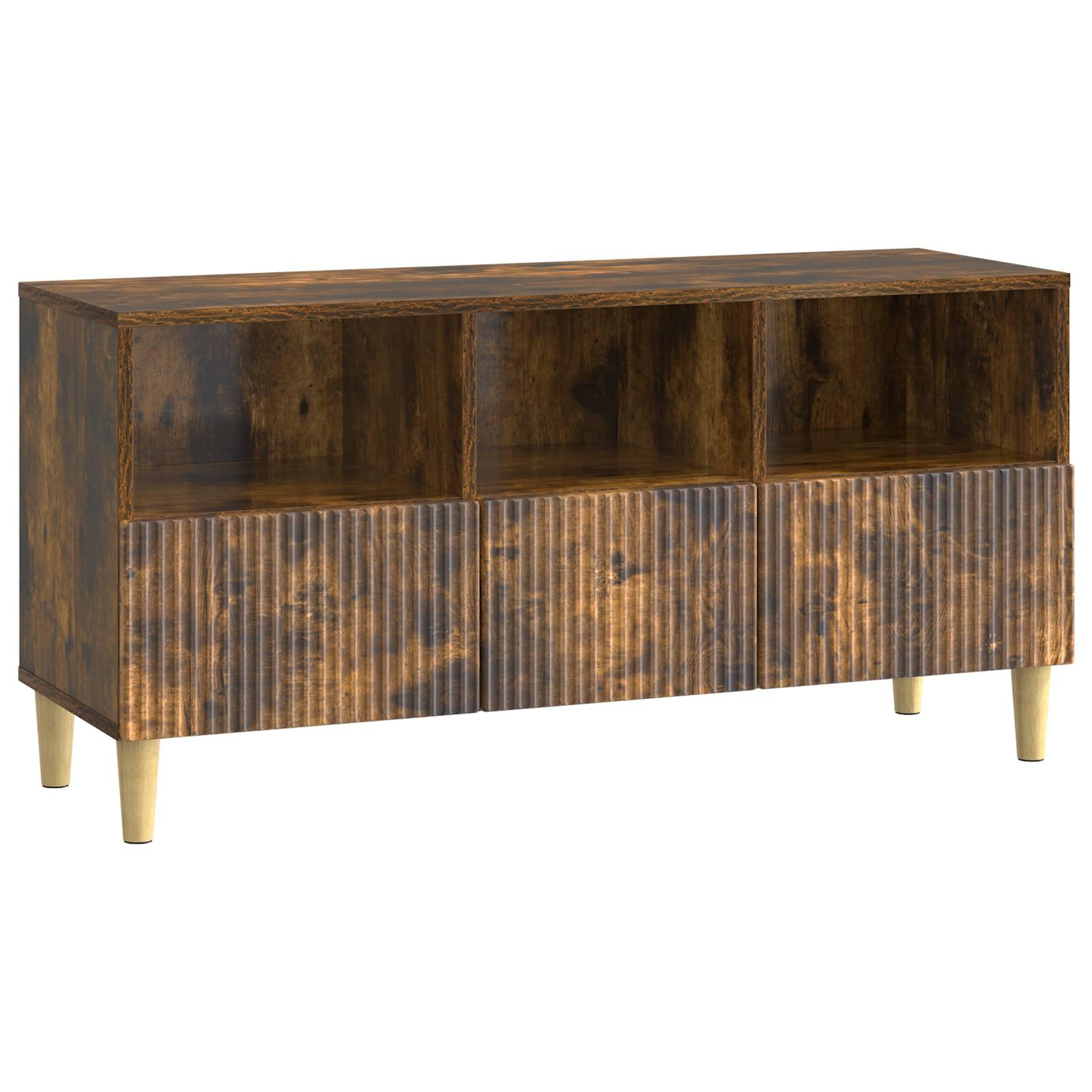 TV-skab med skuffe Røget eg 102 x 34,5 x 50 cm Konstrueret træ billede