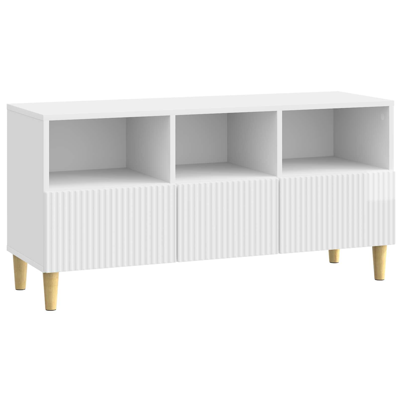 TV-skab Hvid højglans 102 x 34,5 x 50 cm Konstrueret træ billede