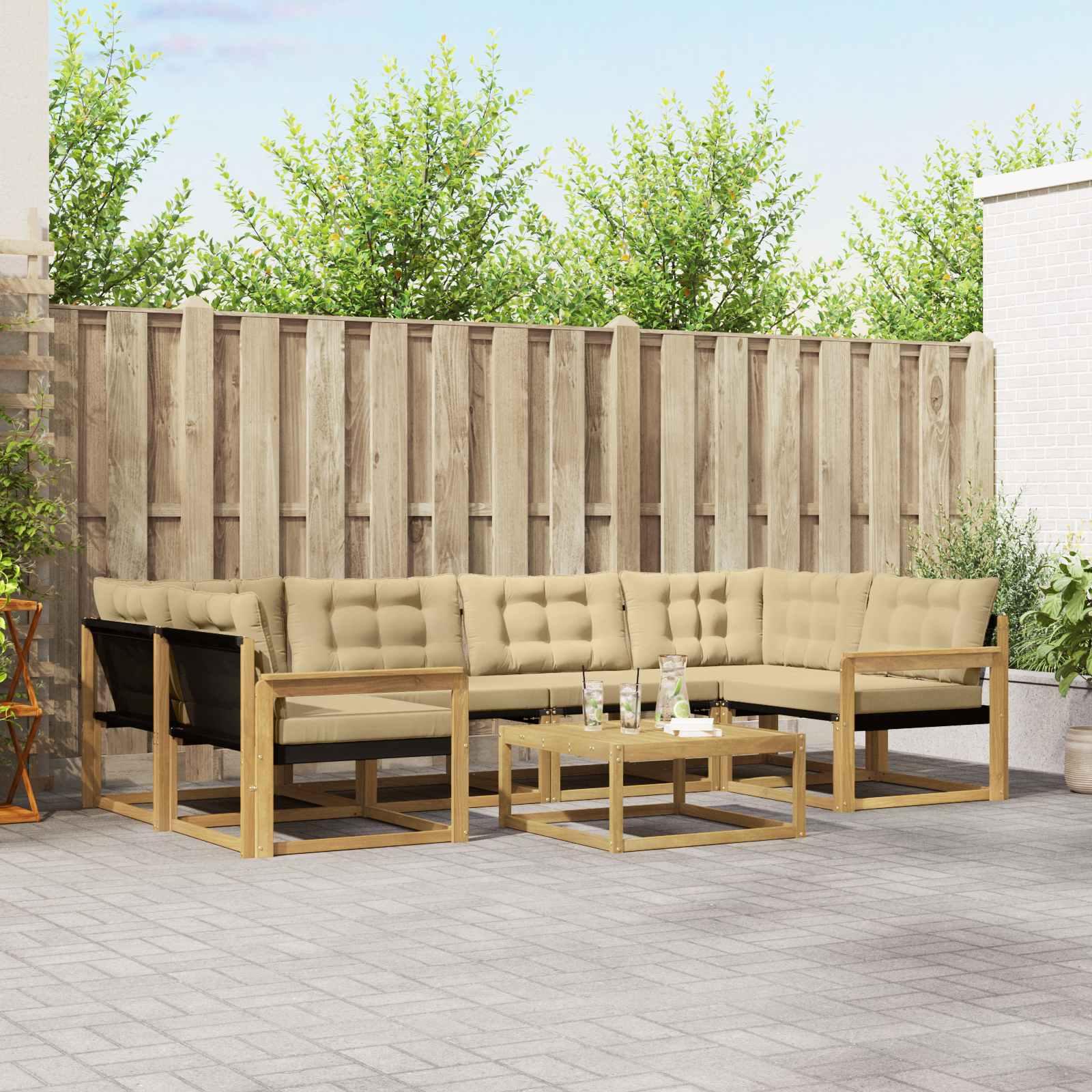 Udendørs sofagruppe 7 stk Hvid og Beige 79 x 79 x 37 cm billede