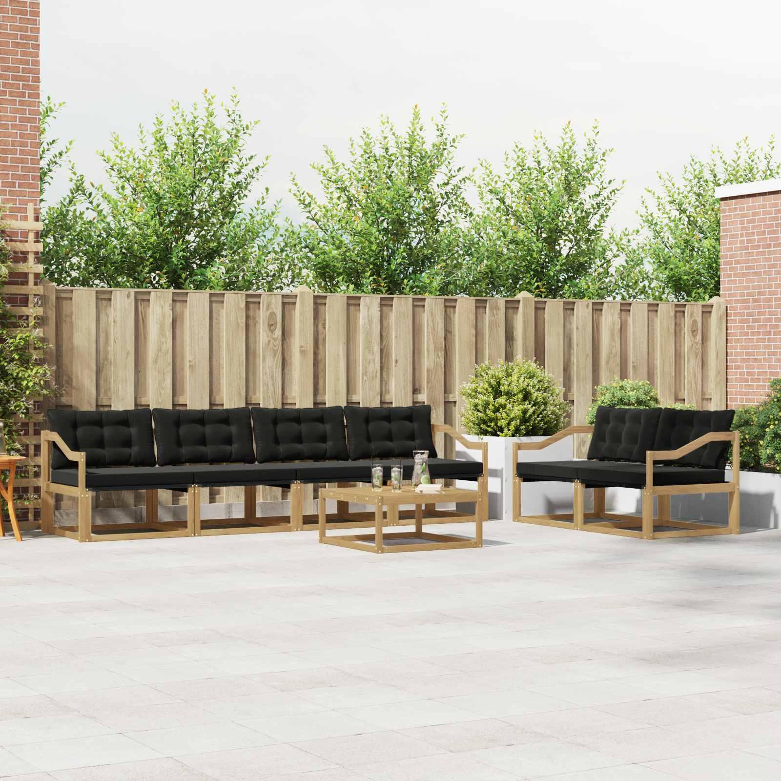 Udendørs sofagruppe 7 stk Hvid og sort 79 x 79 x 37 cm billede