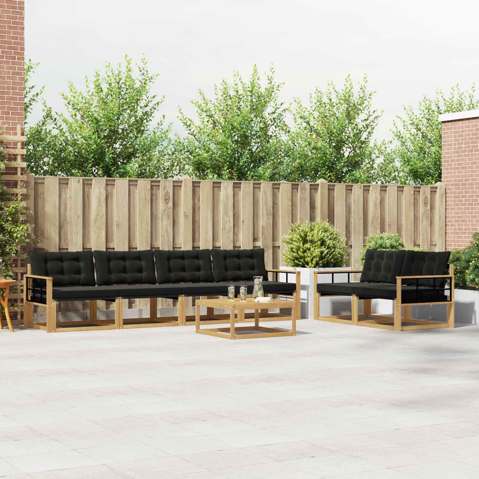 Udendørs sofagruppe 7 stk Hvid og sort 79 x 79 x 37 cm billede