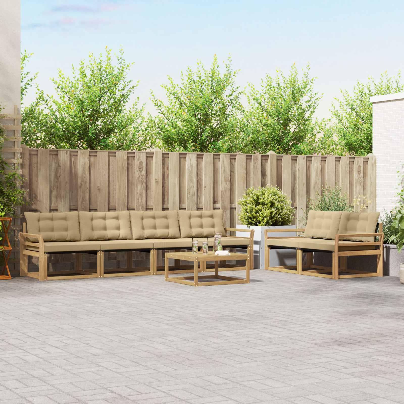 Udendørs sofagruppe 7 stk Hvid og Beige 79 x 79 x 37 cm billede