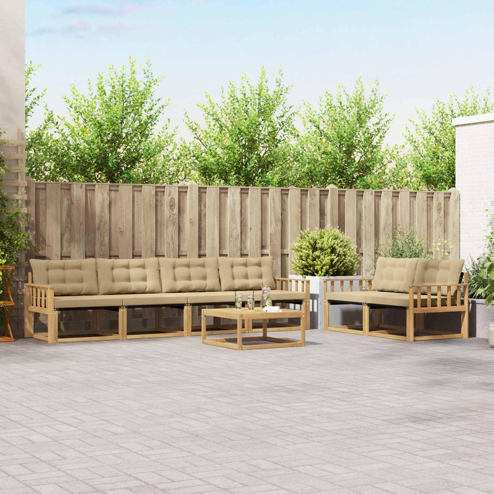 Udendørs sofagruppe 7 stk Hvid og Beige 79 x 79 x 37 cm billede