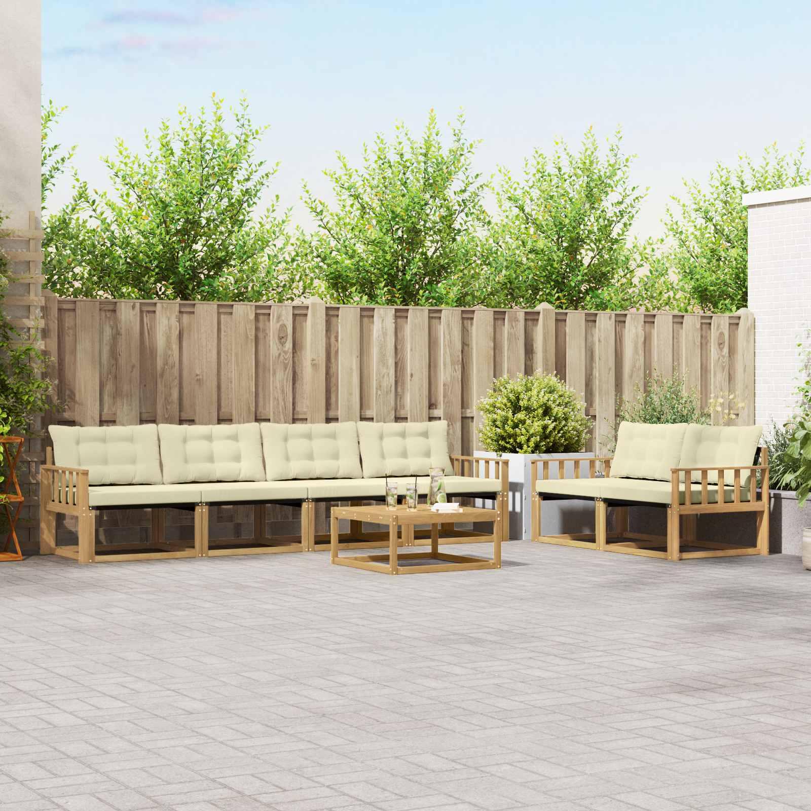 Udendørs sofagruppe 7 stk Hvid og cremefarvet 79 x 79 x 37 cm billede