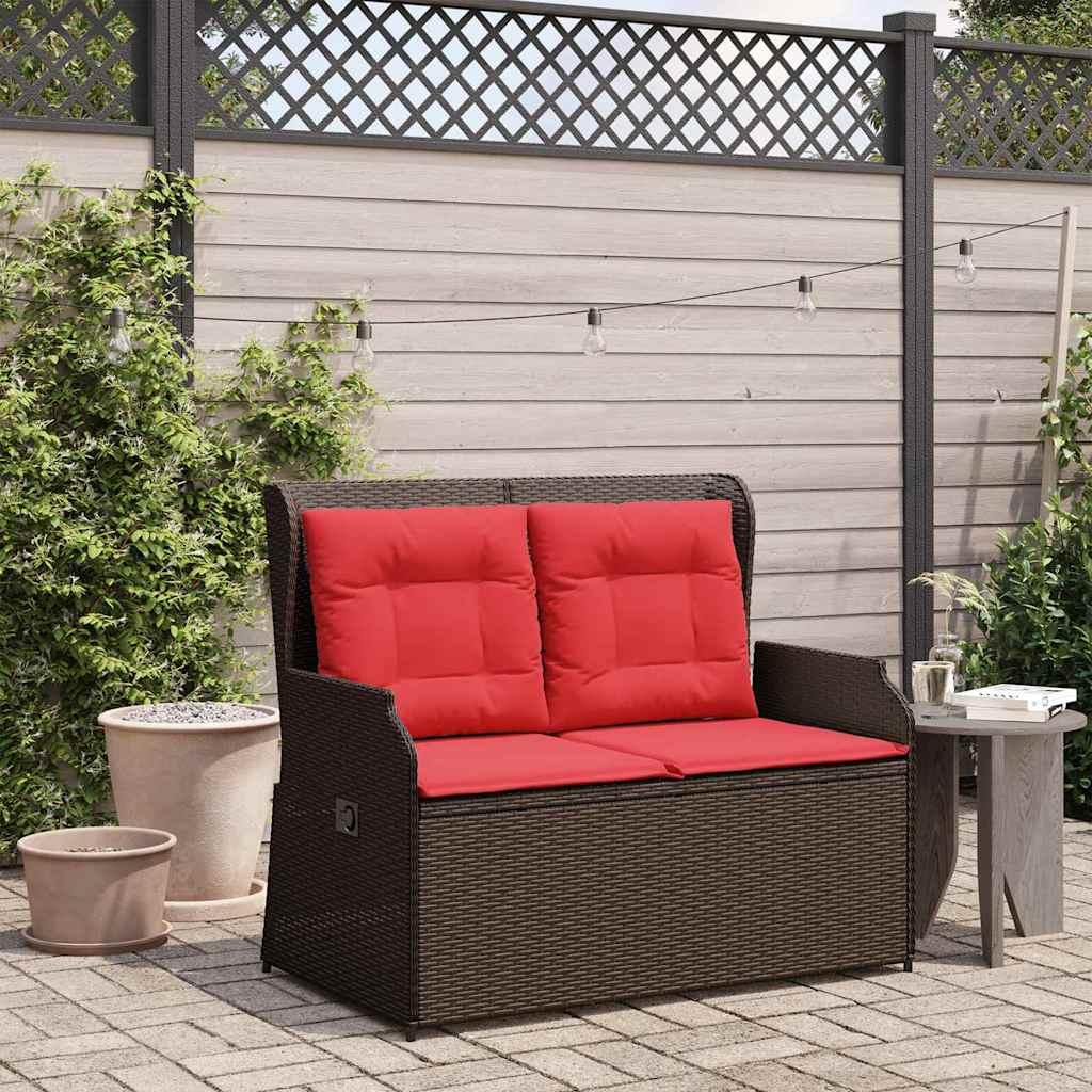 Havebænk Brun polyrattan billede