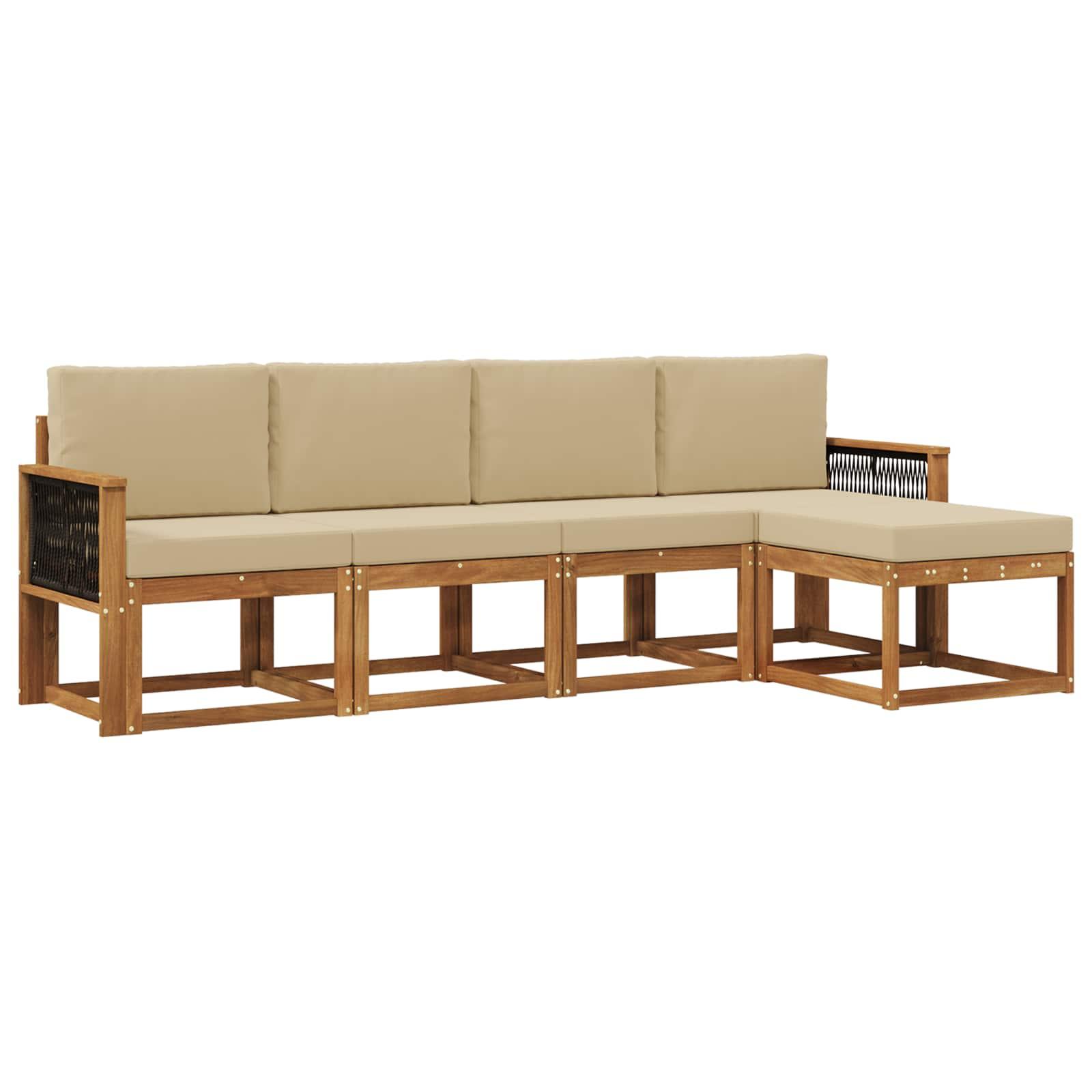 Udendørs sofagruppe 5 stk Naturlig og Beige Polyester billede