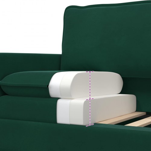 Sofa sæt i mørkegrøn fløjl - 2- og 1-personers, moderne design