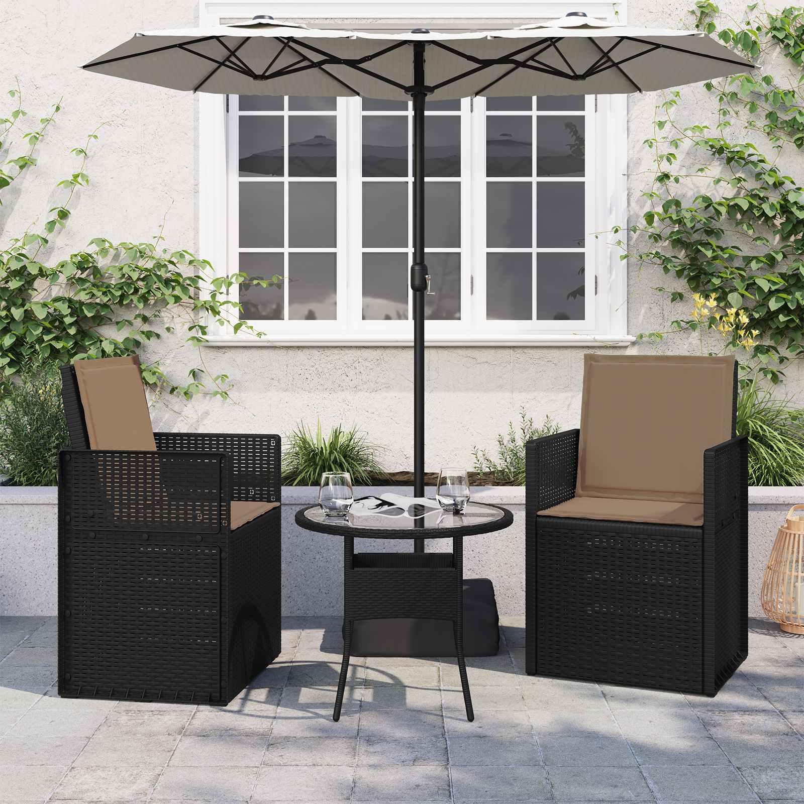 Sæde- og rygpuder 2 stk Gråbrun 47 x 45 x 2 cm Polyester billede