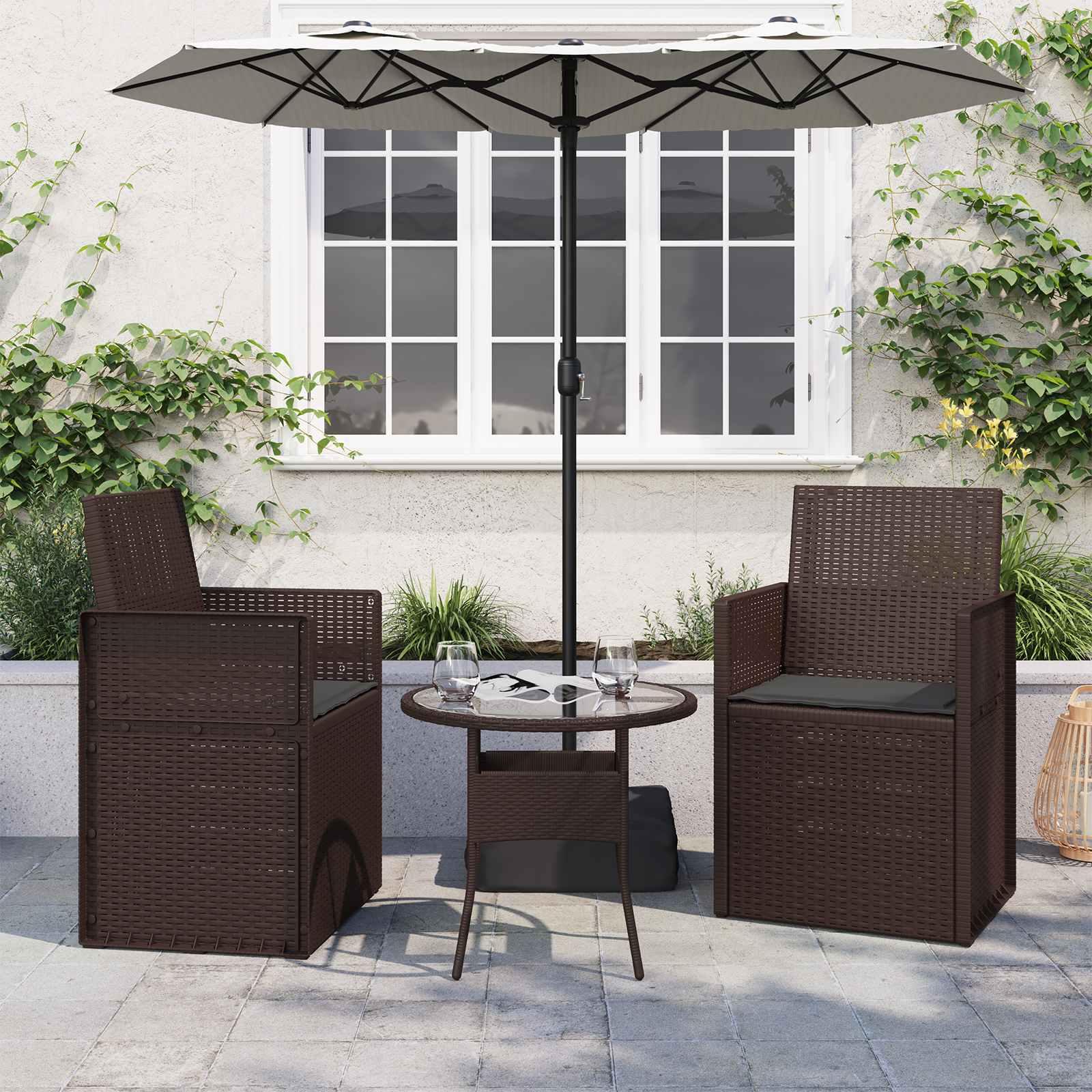 Sædepuder 2 stk - antracit 47 × 36 × 2 cm i polyester
