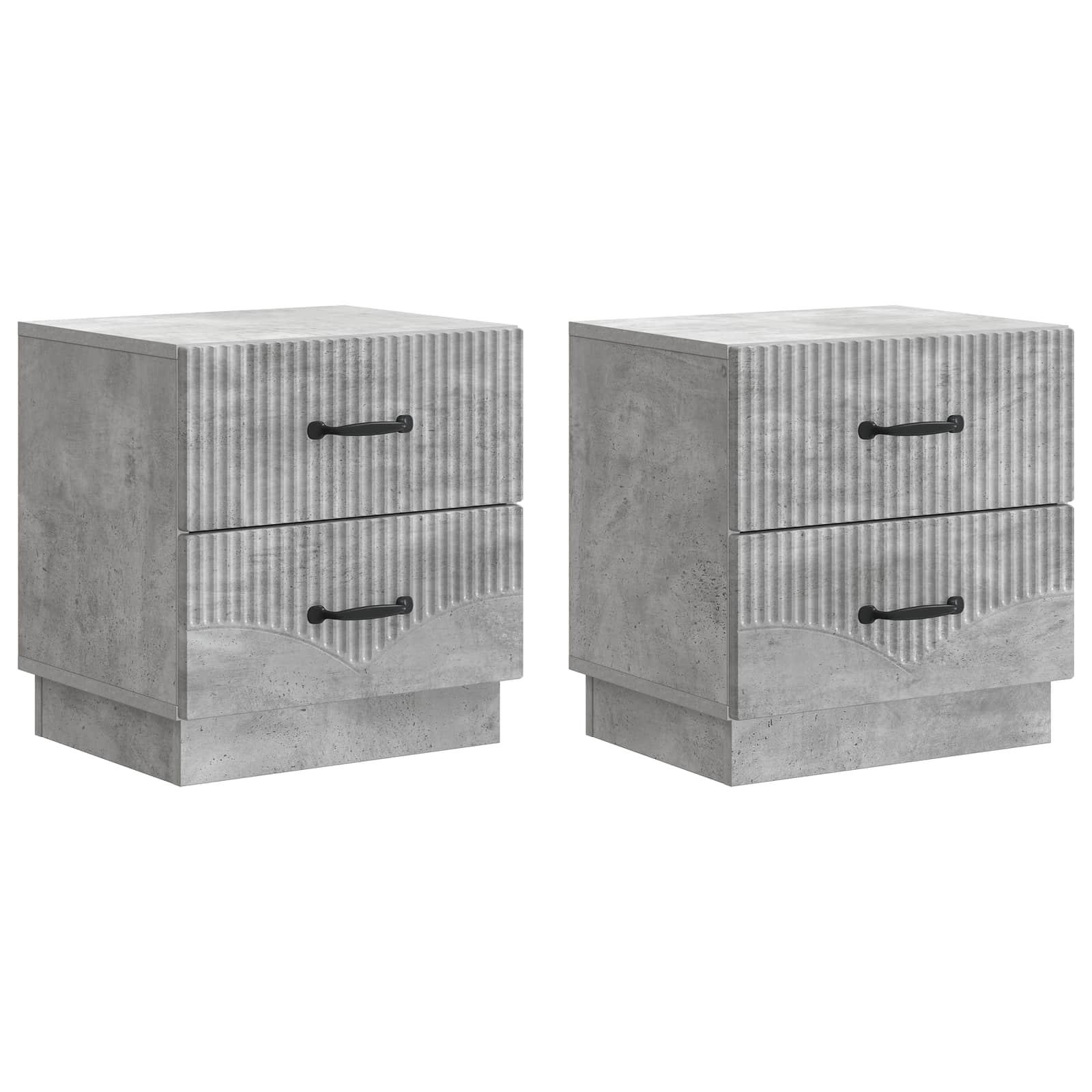 Natskab 2 stk Betongrå 43 x 34,5 x 44,5 cm Konstrueret træ billede