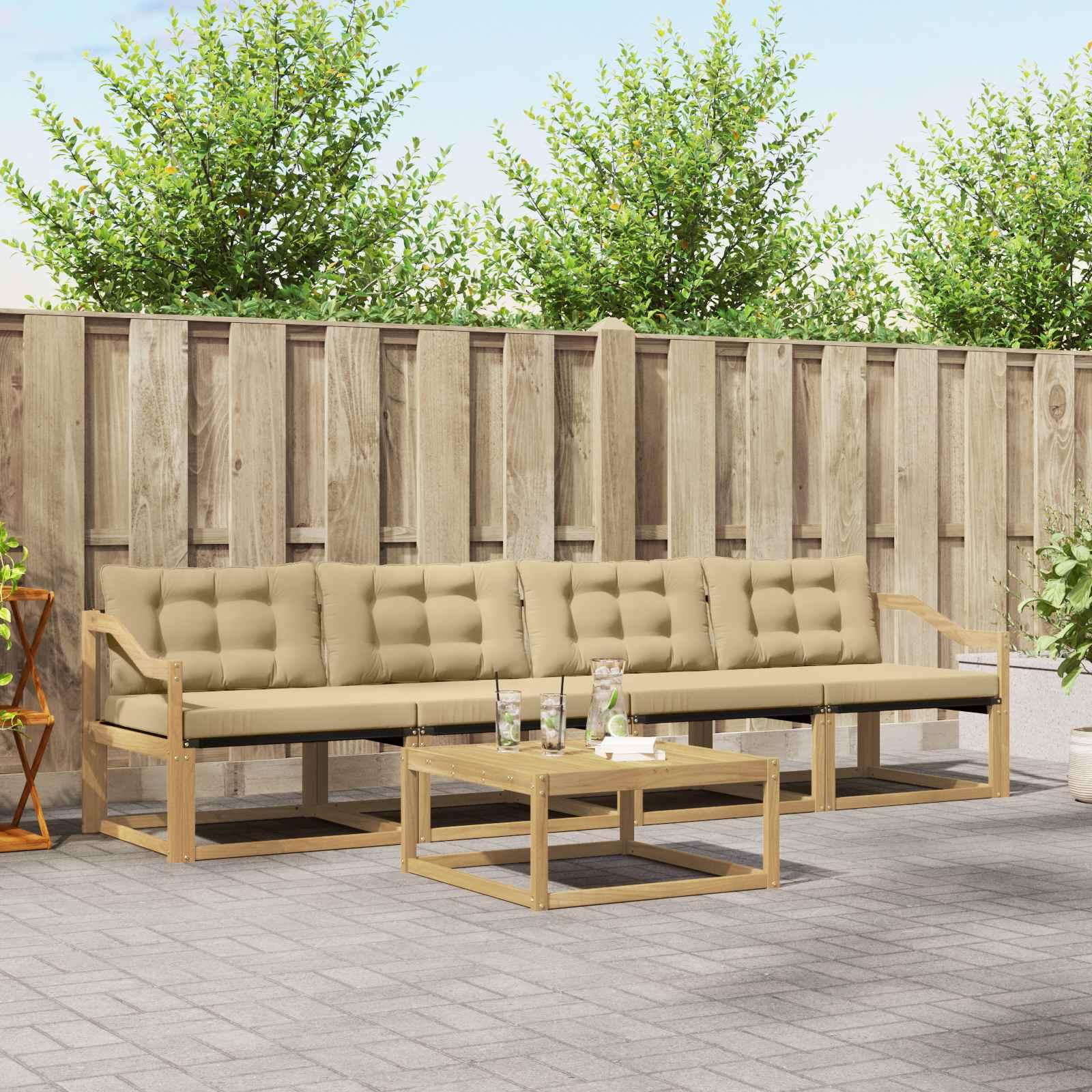 Udendørs sofagruppe 5 stk Hvid og Beige 79 x 79 x 37 cm billede