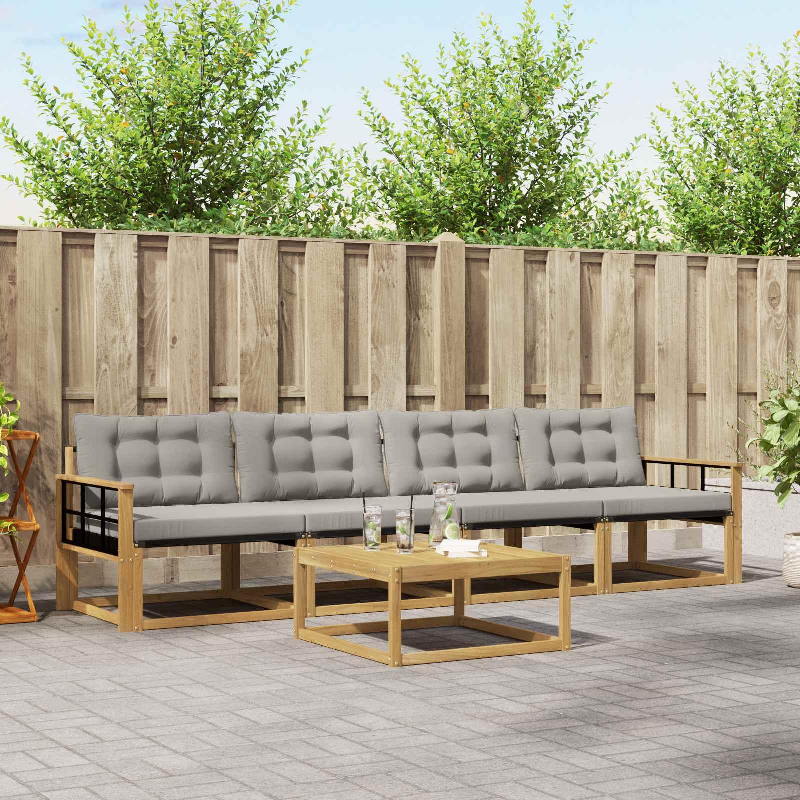 Udendørs sofagruppe 5 stk Hvid og lysegrå 79 x 79 x 37 cm billede
