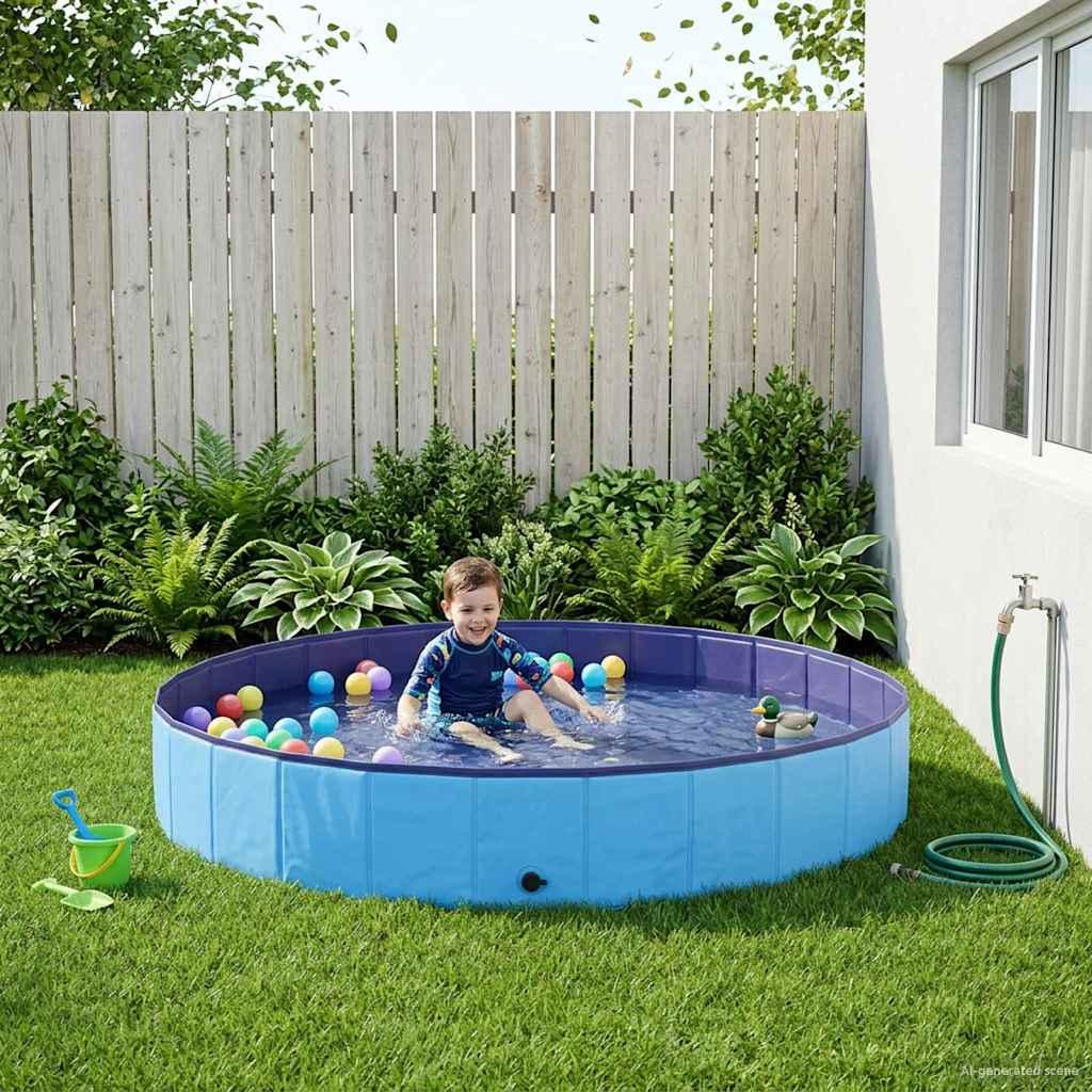 Børne svømmepool Blå Ø200 x 30 cm Tykt PVC og konstrueret træ billede