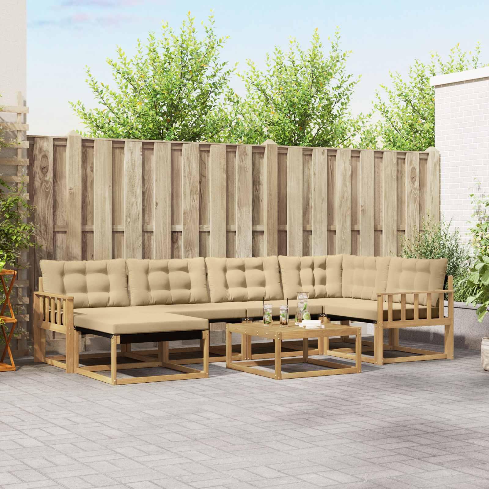 Udendørs sofagruppe 7 stk Hvid og Beige 79 x 79 x 37 cm billede