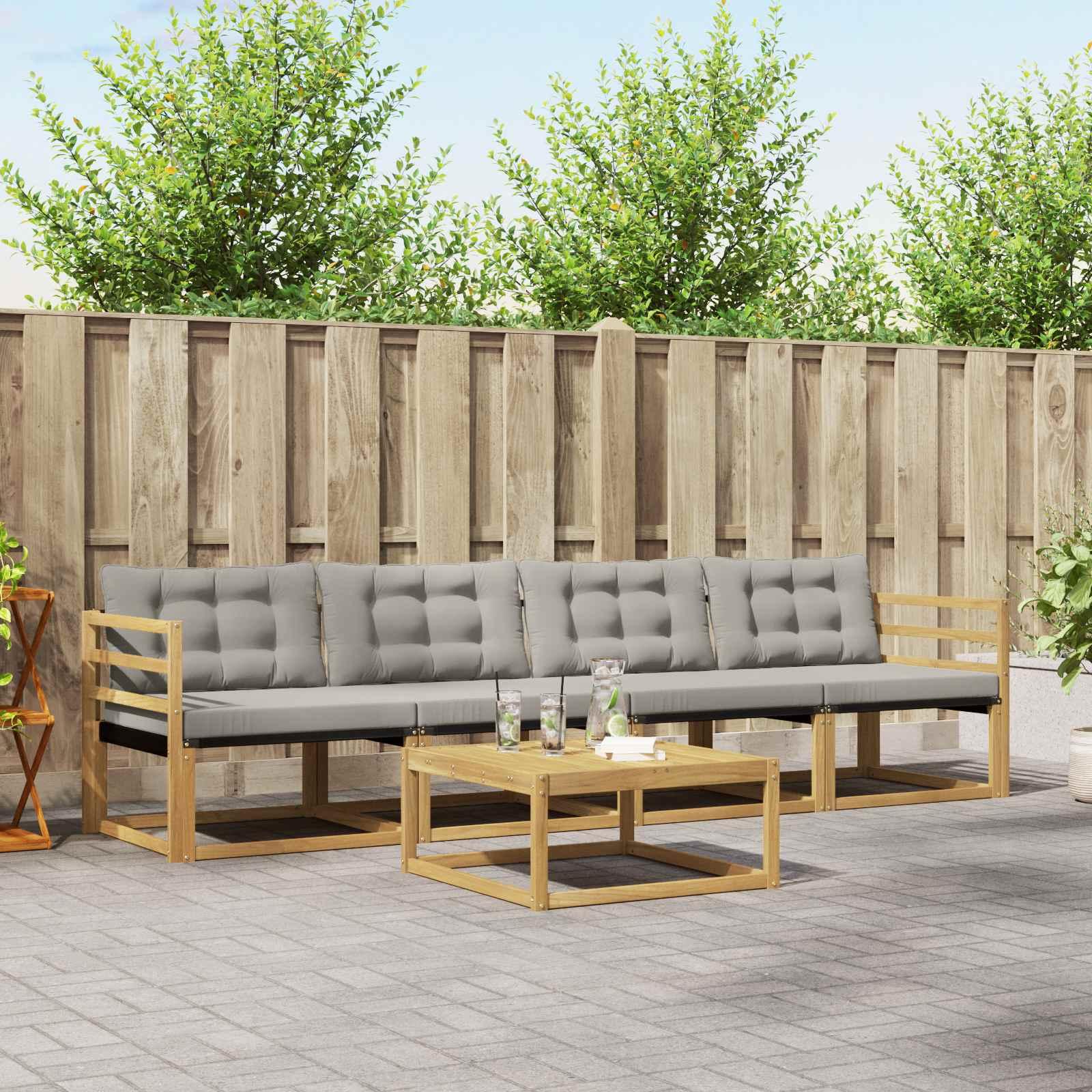 Udendørs sofagruppe 5 stk Hvid og lysegrå 79 x 79 x 37 cm billede