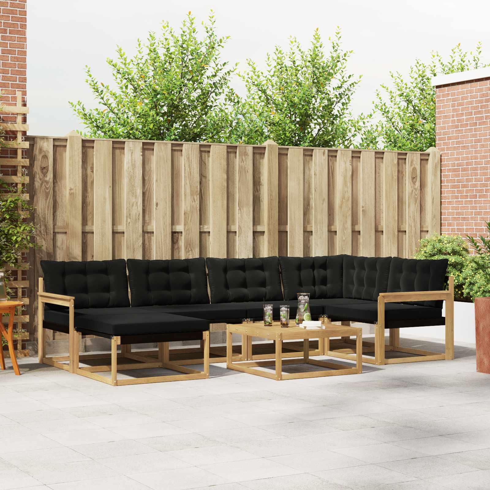 Udendørs sofagruppe 7 stk Hvid og sort 79 x 79 x 37 cm billede