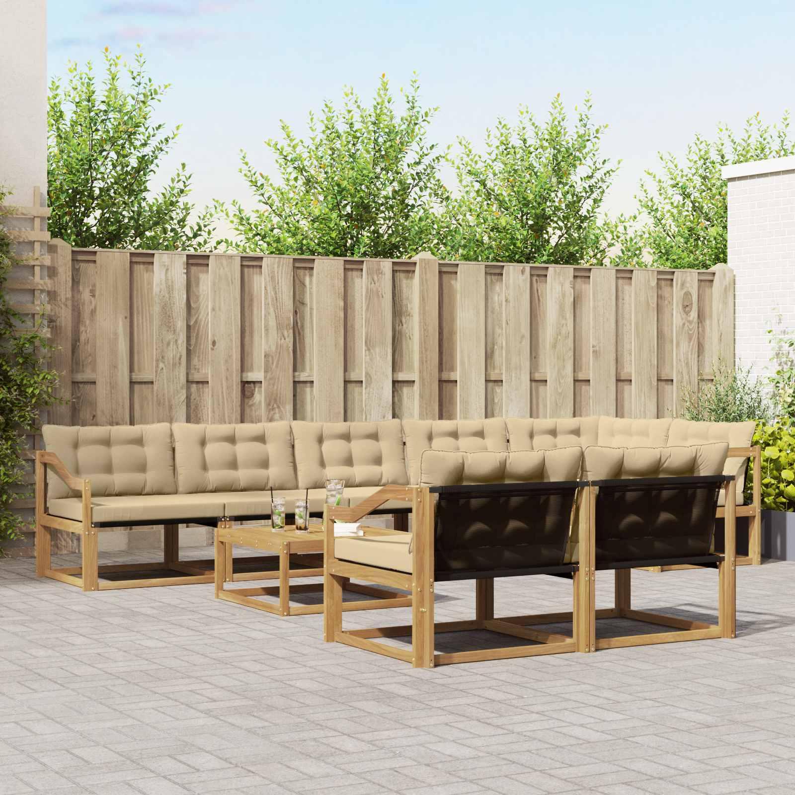 Udendørs sofagruppe 9 stk Hvid og Beige 79 x 79 x 37 cm billede