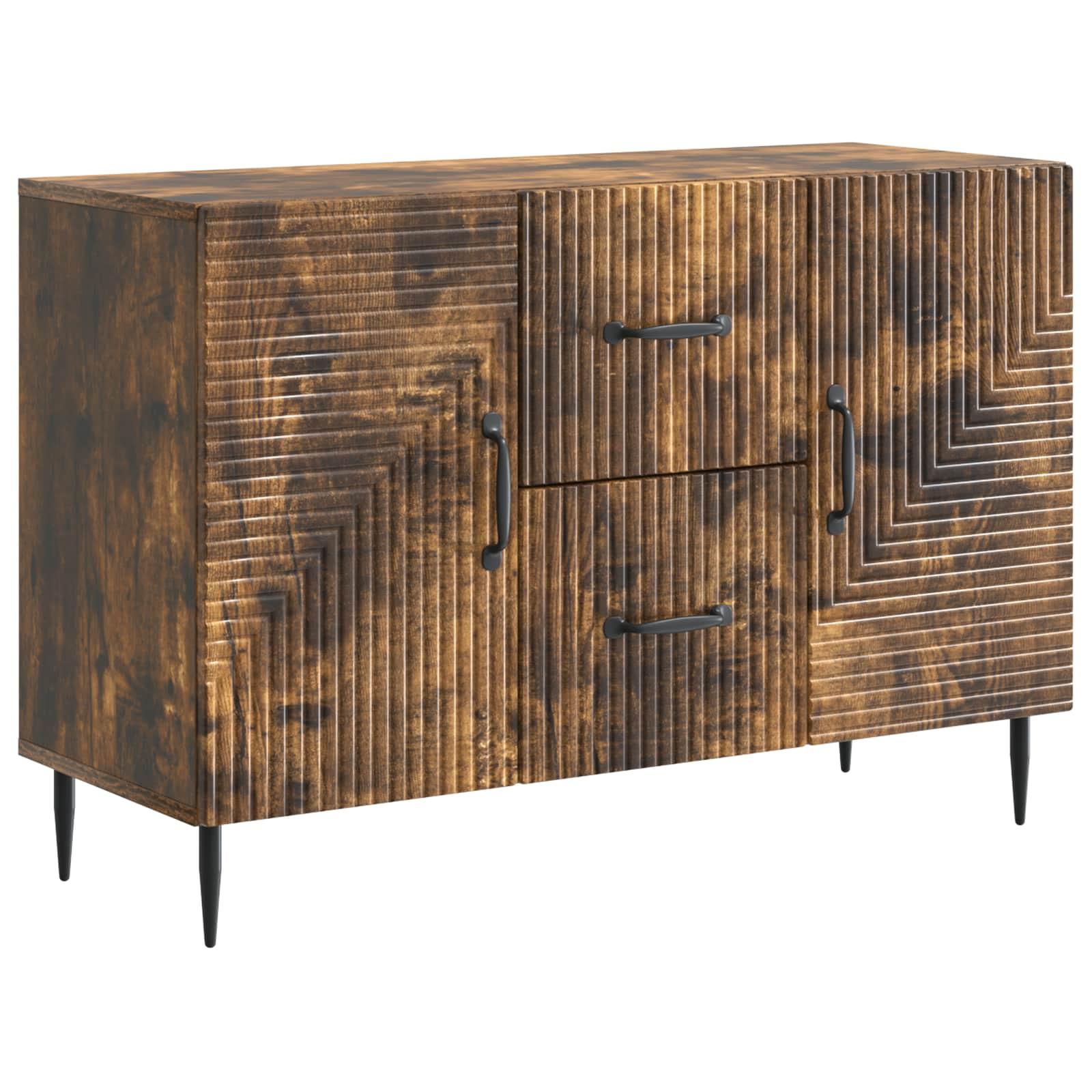 Sidebord med skuffe Røget eg 89 x 34,5 x 60 cm Konstrueret træ billede