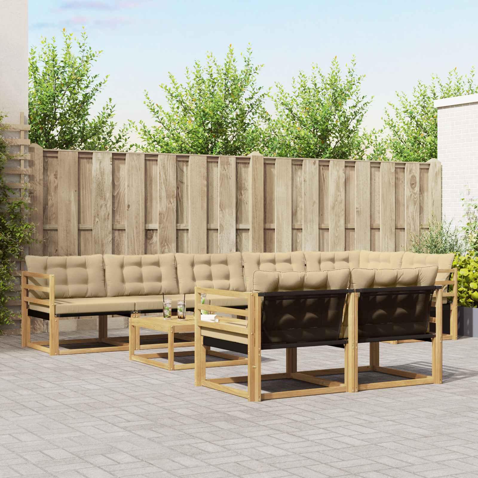 Udendørs sofagruppe 9 stk Hvid og Beige 79 x 79 x 37 cm billede