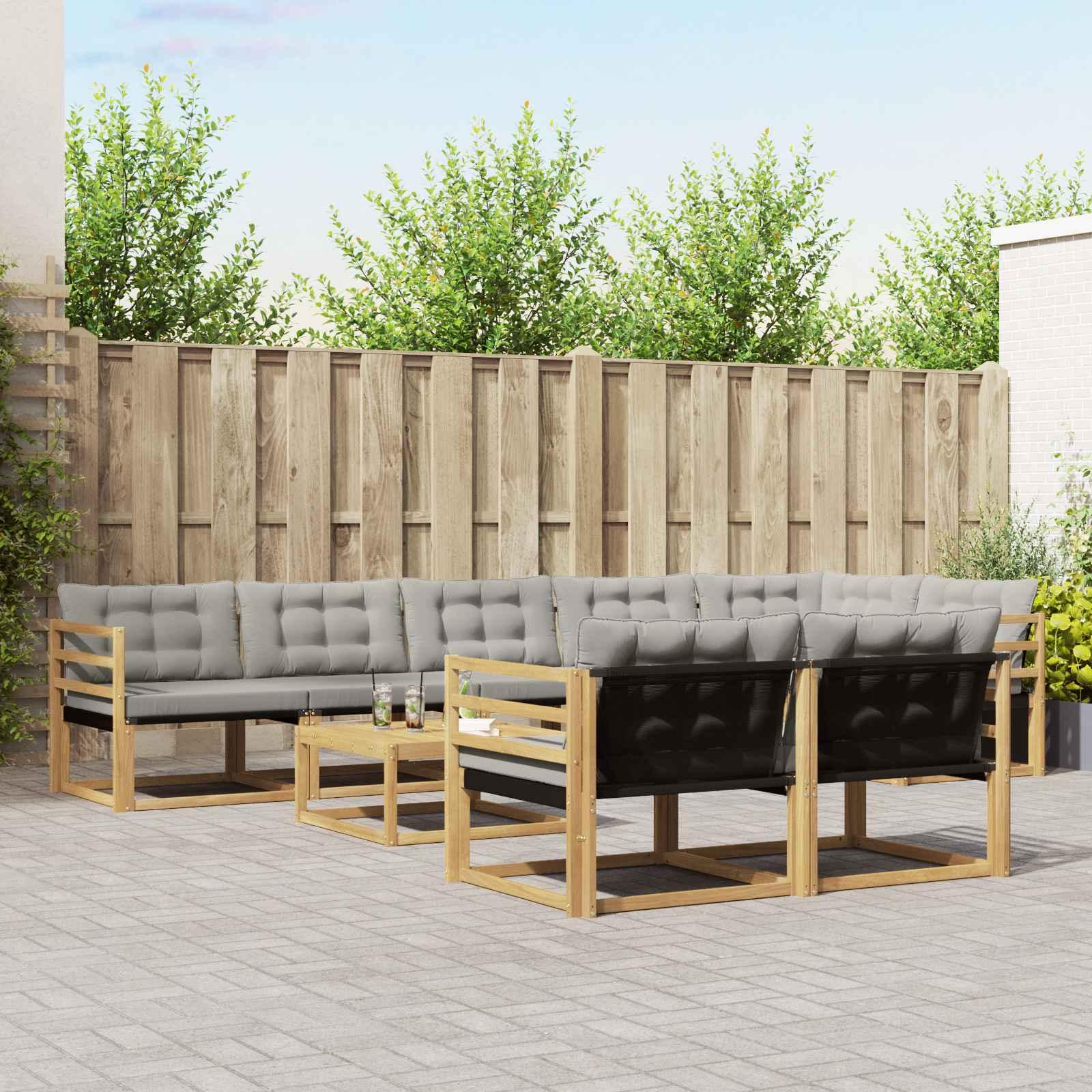 Udendørs sofagruppe 9 stk Hvid og lysegrå 79 x 79 x 37 cm billede