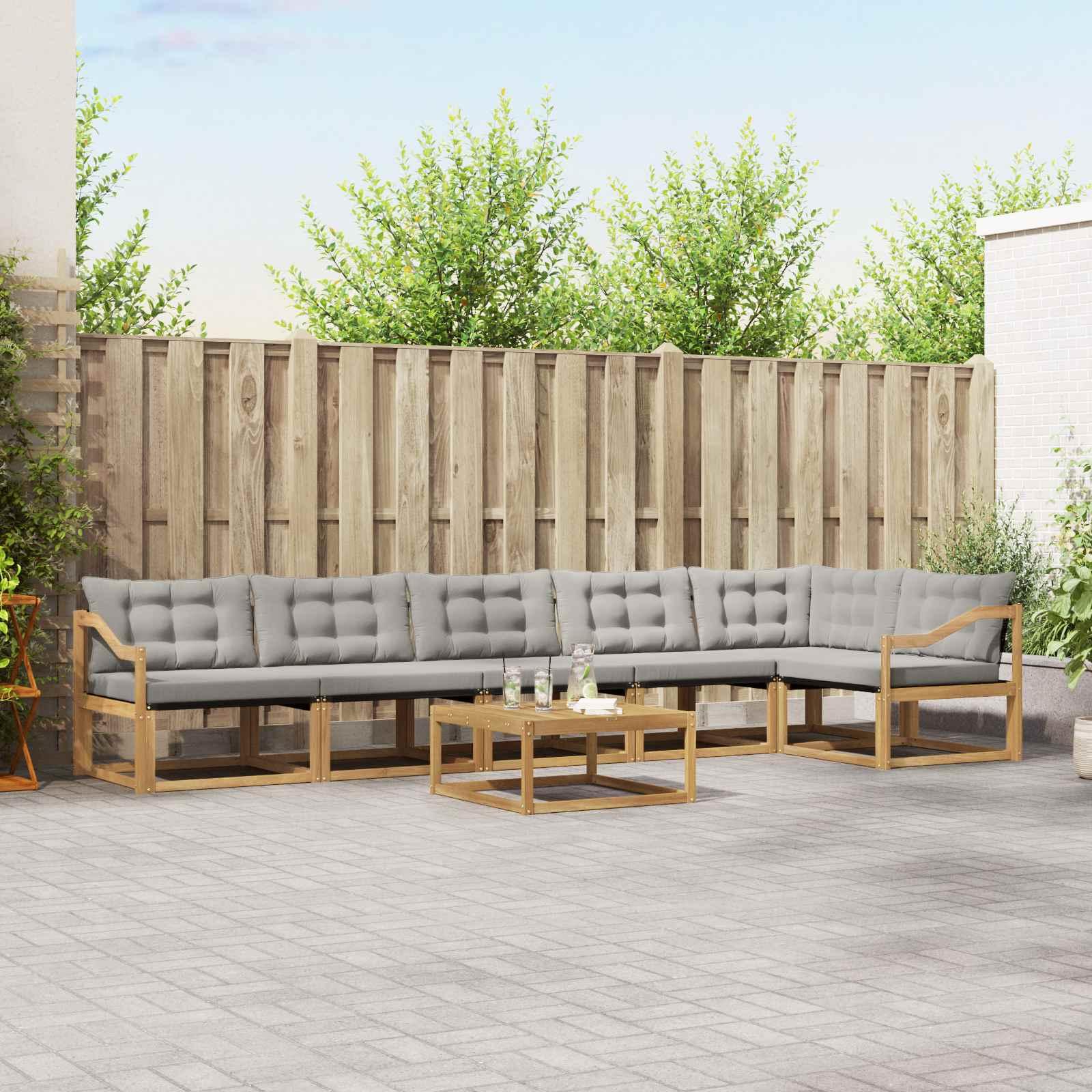 Udendørs sofagruppe 7 stk Hvid og lysegrå 79 x 79 x 37 cm billede