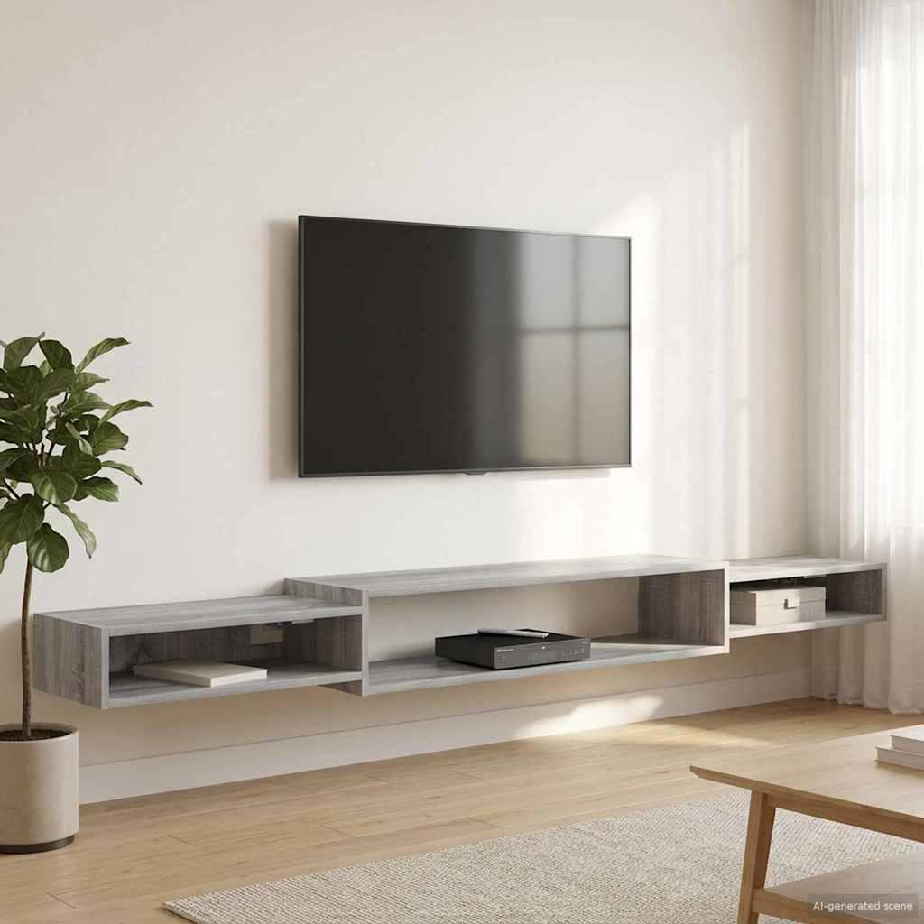Væghængt TV Skab Vægmonteret Grå Sonoma 220 x 28 x 21 cm billede