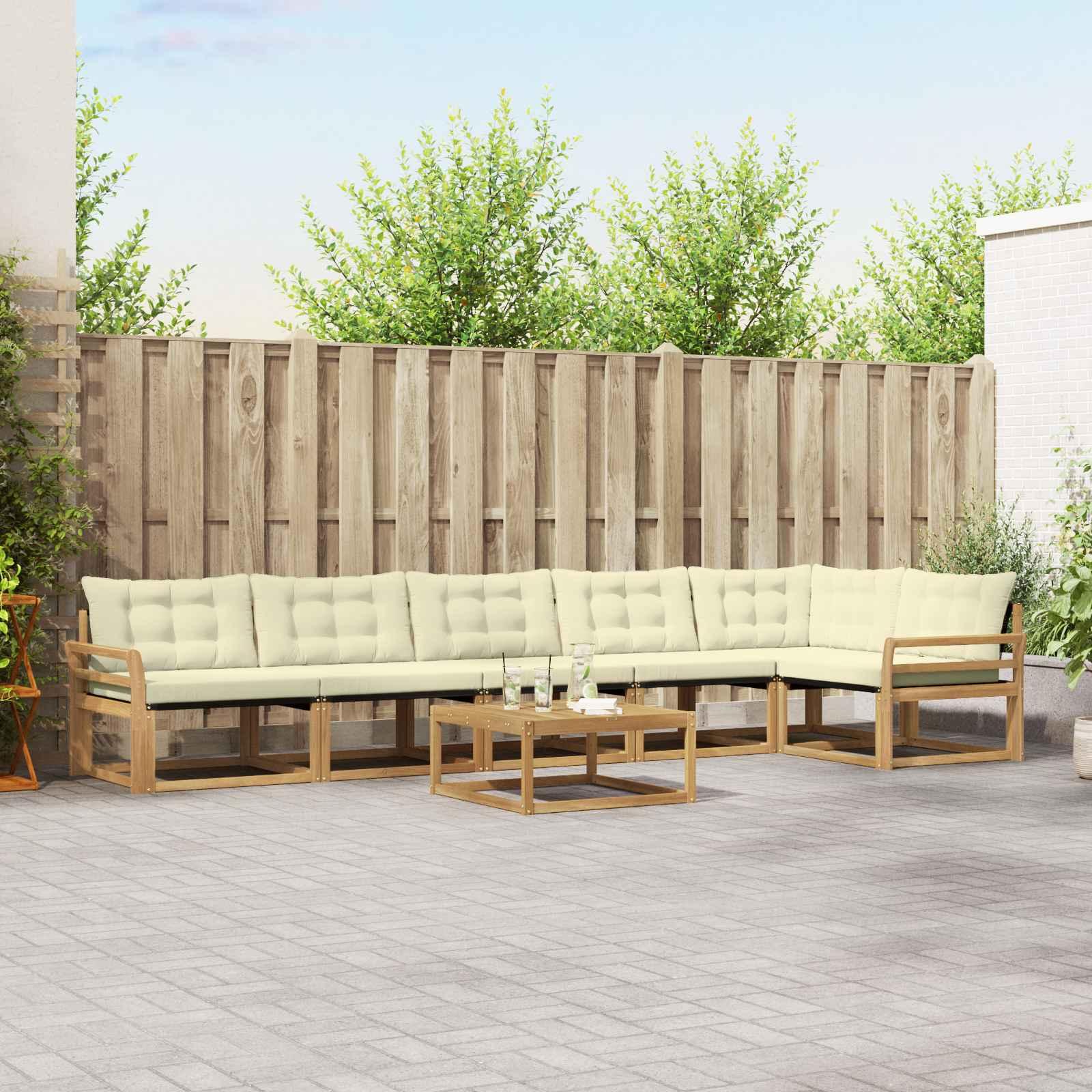 Udendørs sofagruppe 7 stk Hvid og cremefarvet 79 x 79 x 37 cm billede