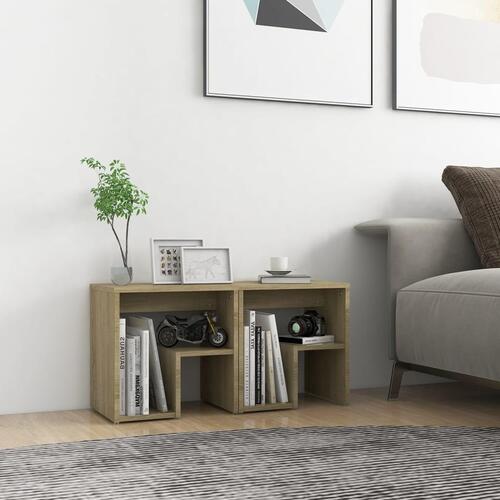 Sengeskabe 2 stk. 40x30x40 cm spånplade sonoma-eg