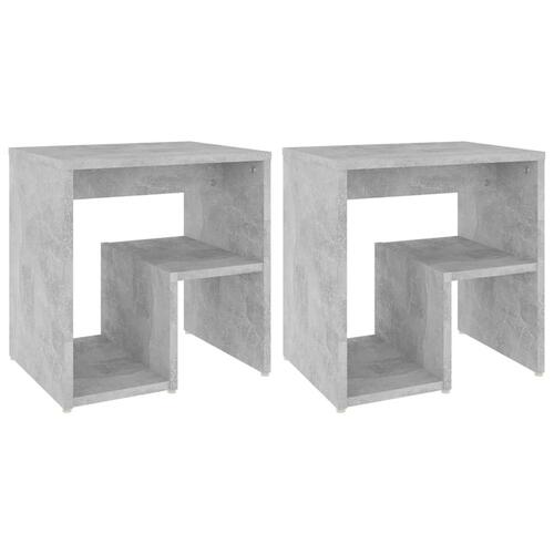 Sengeborde 2 stk. 40x30x40 cm konstrueret træ betongrå