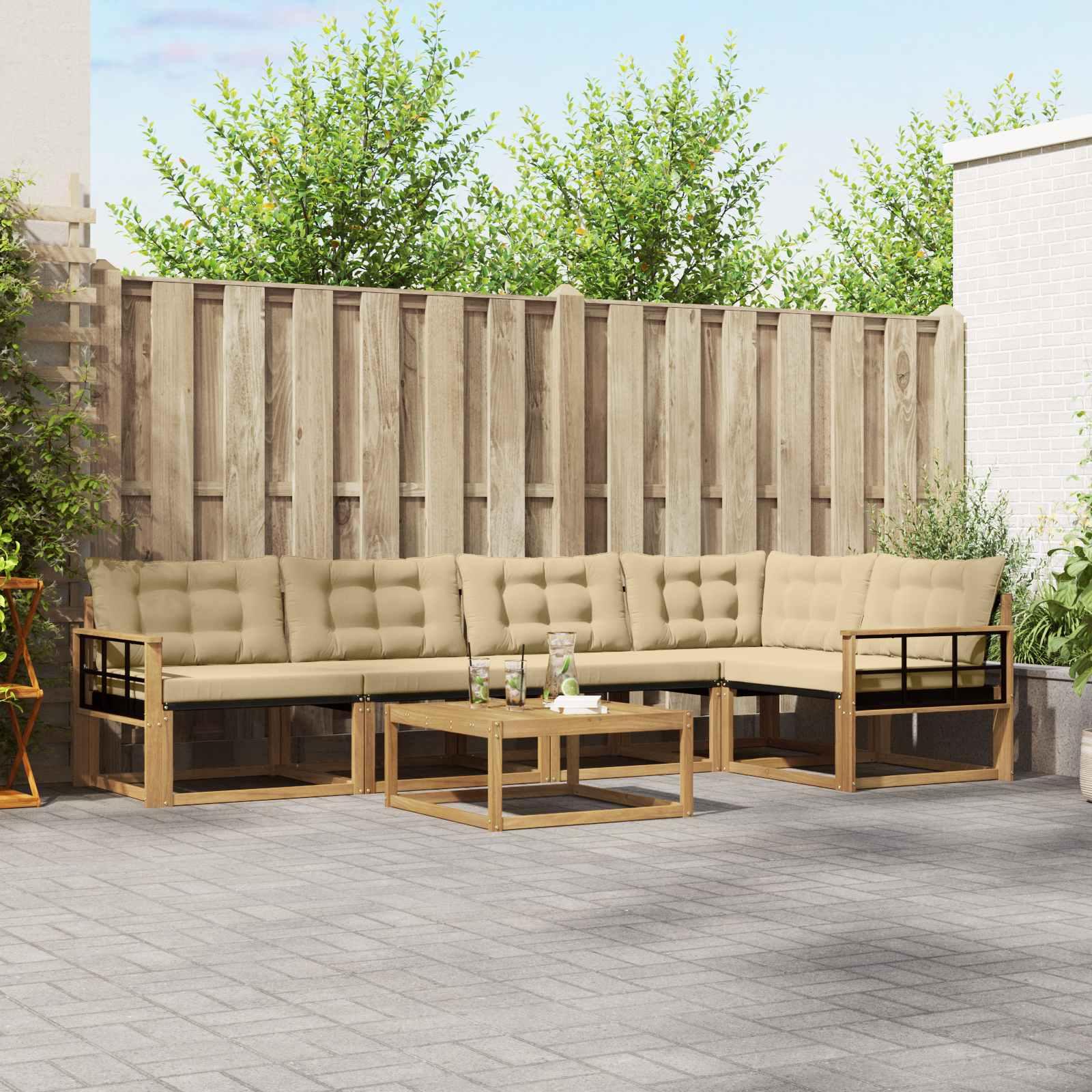Udendørs sofagruppe 6 stk Hvid og Beige 79 x 79 x 37 cm billede