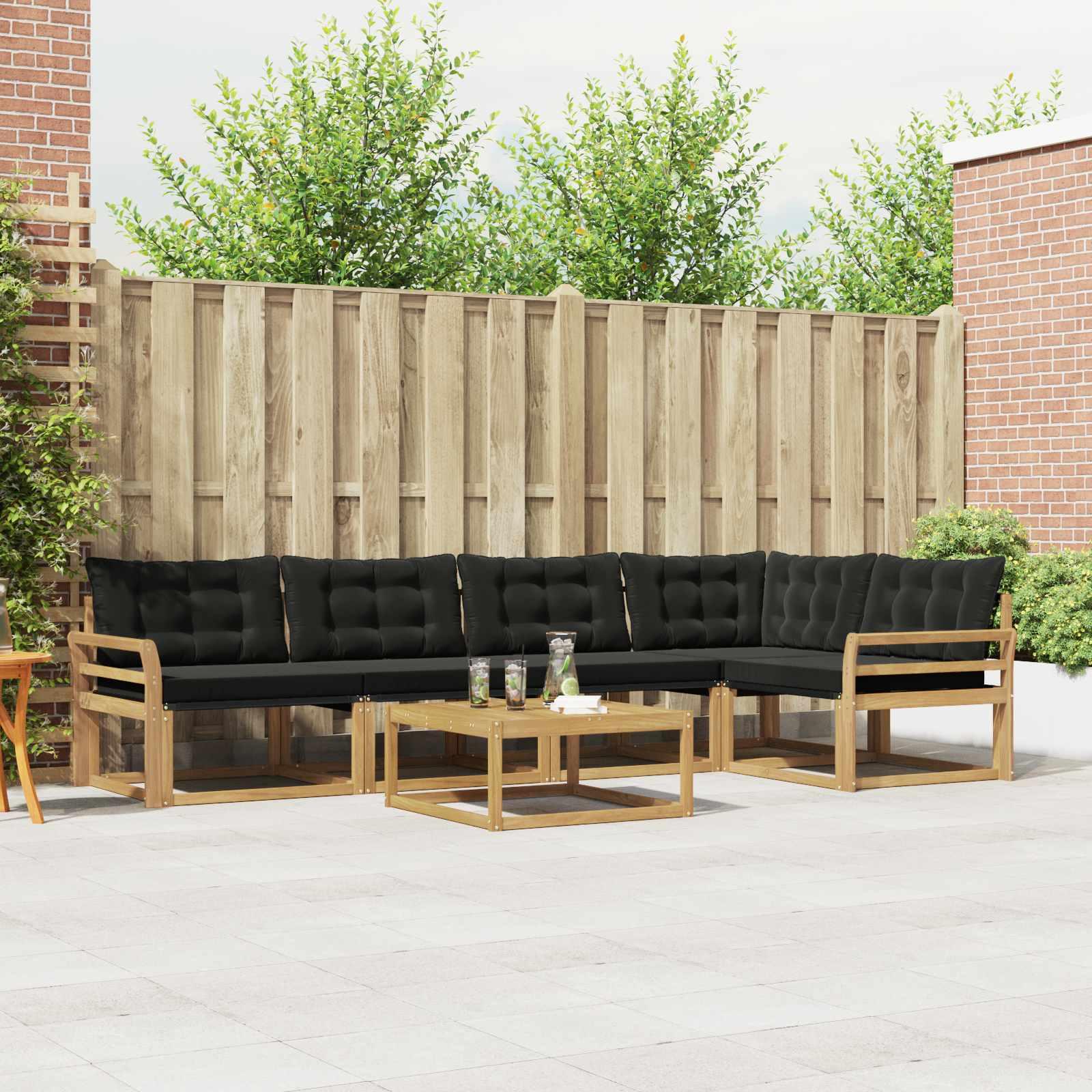 Udendørs sofagruppe 6 stk Hvid og sort 79 x 79 x 37 cm billede