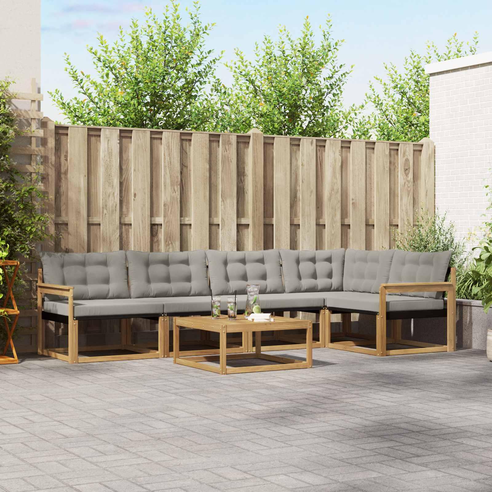 Udendørs sofagruppe 6 stk Hvid og lysegrå 79 x 79 x 37 cm billede