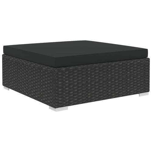 Haveloungesæt 8 dele med hynder polyrattan sort
