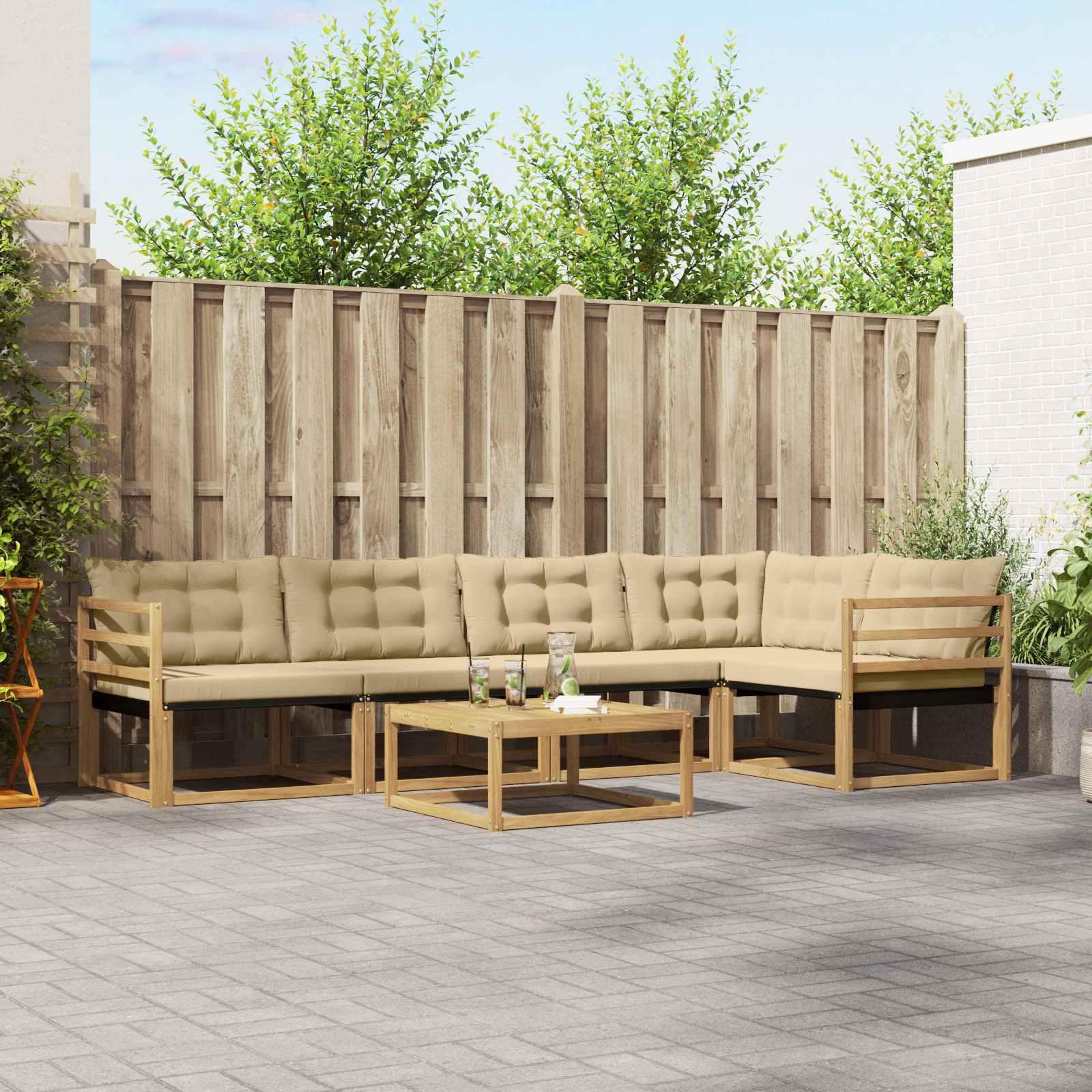 Udendørs sofagruppe 6 stk Hvid og Beige 79 x 79 x 37 cm billede