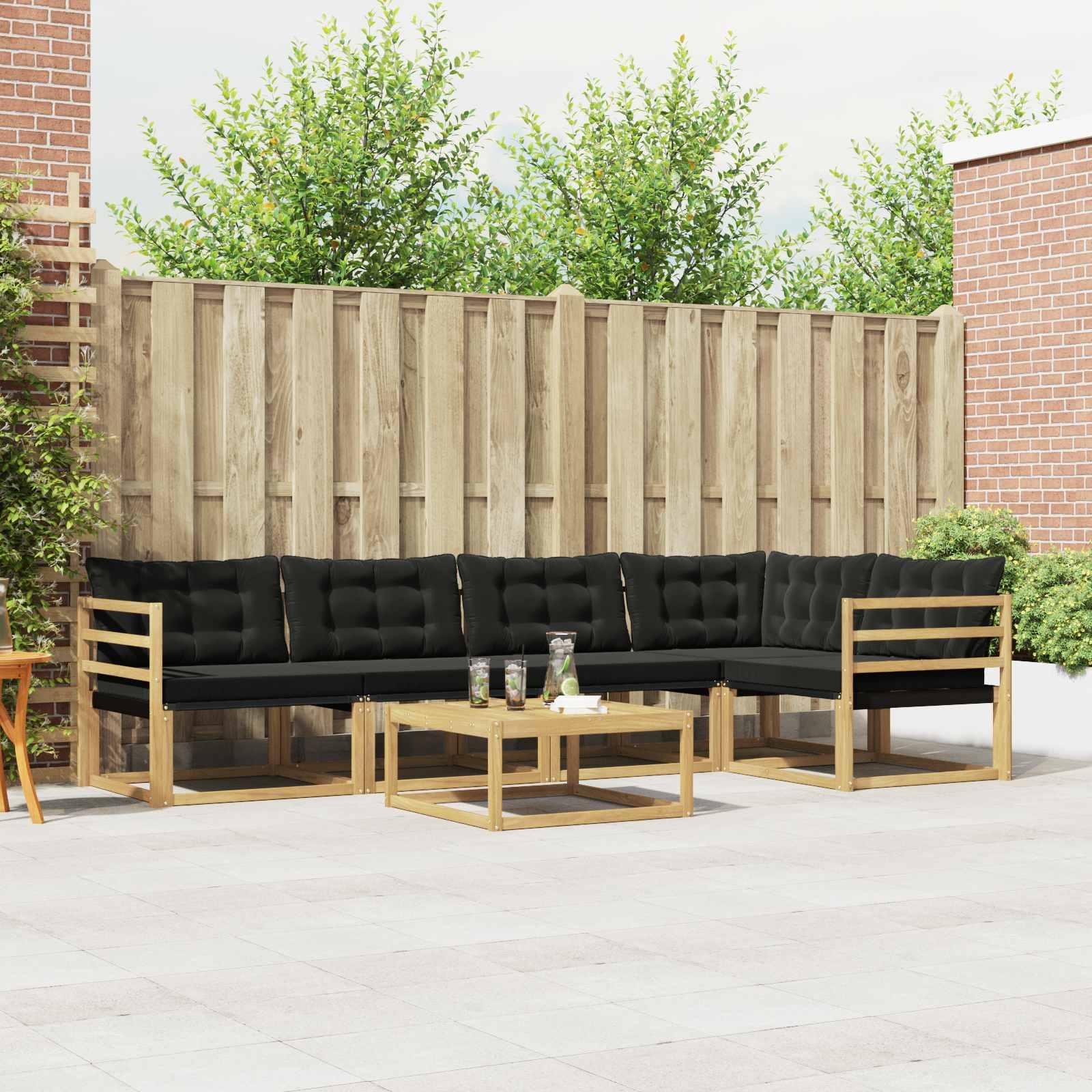 Udendørs sofagruppe 6 stk Hvid og sort 79 x 79 x 37 cm billede