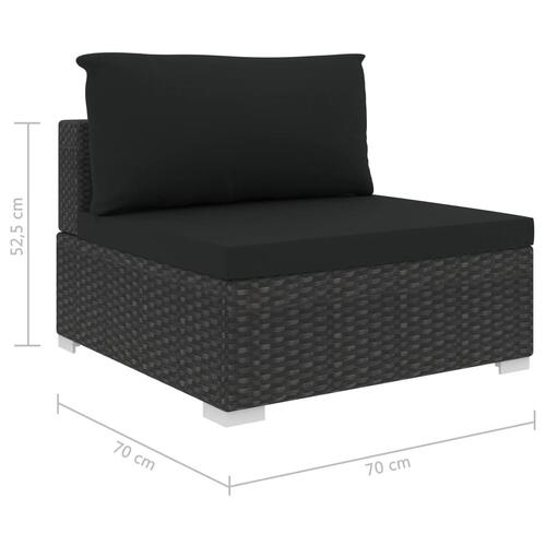Haveloungesæt 8 dele med hynder polyrattan sort