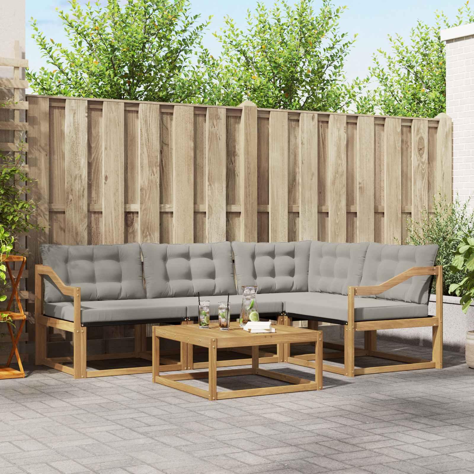 Udendørs sofagruppe 5 stk Hvid og lysegrå 79 x 79 x 37 cm billede