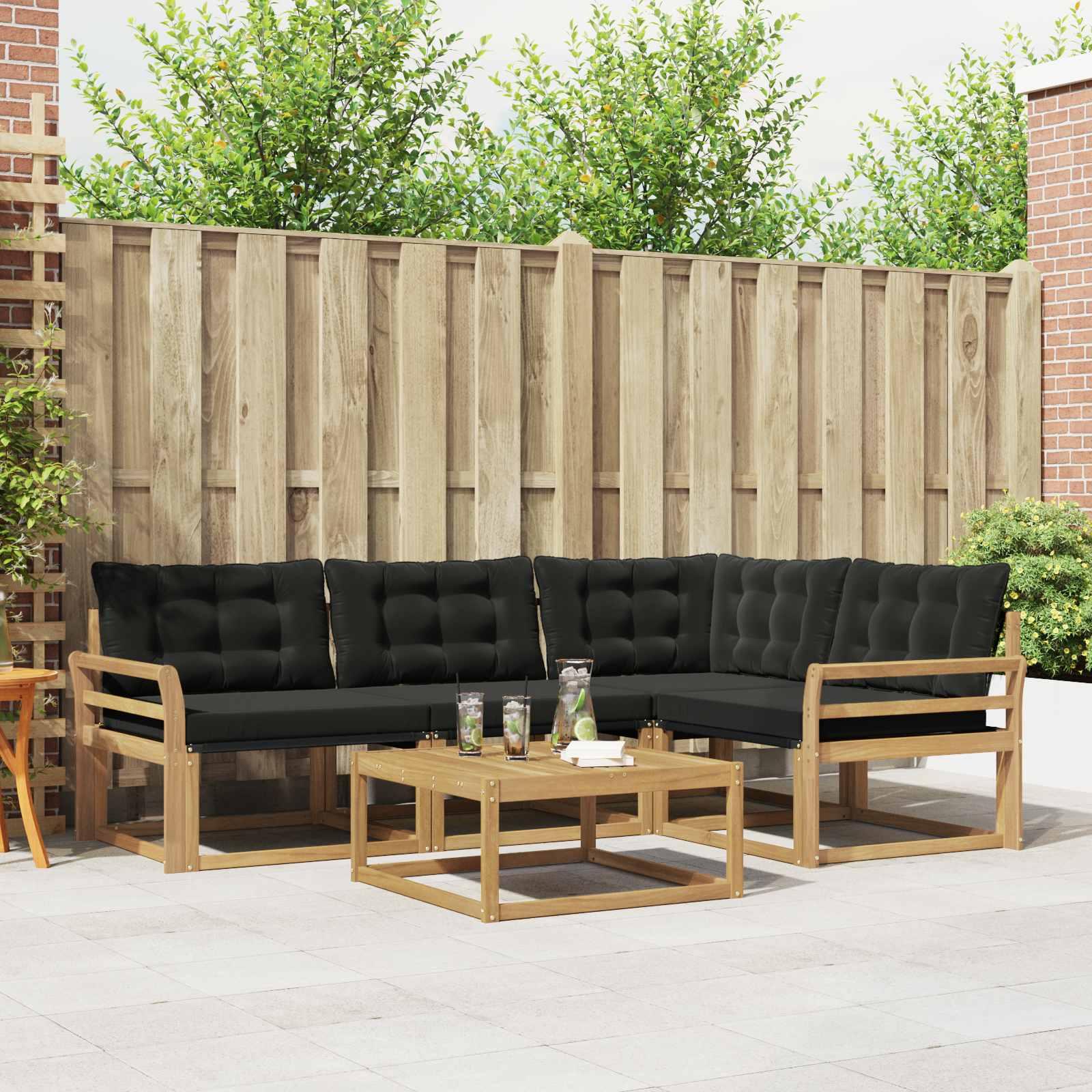 Udendørs sofagruppe 5 stk Hvid og sort 79 x 79 x 37 cm billede